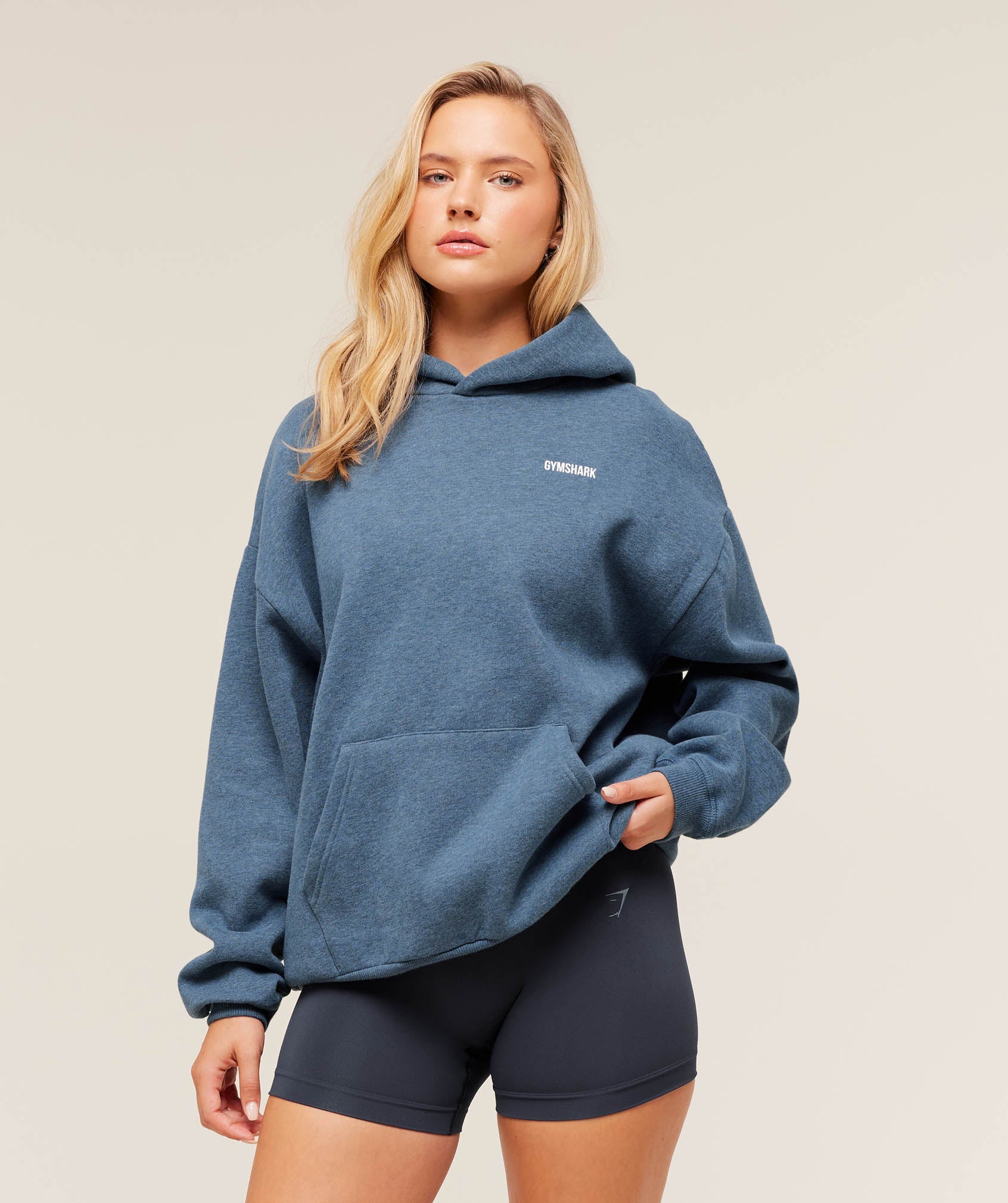 Women's Gymshark Cosy Luxe Hoodie Compound Blue Marl