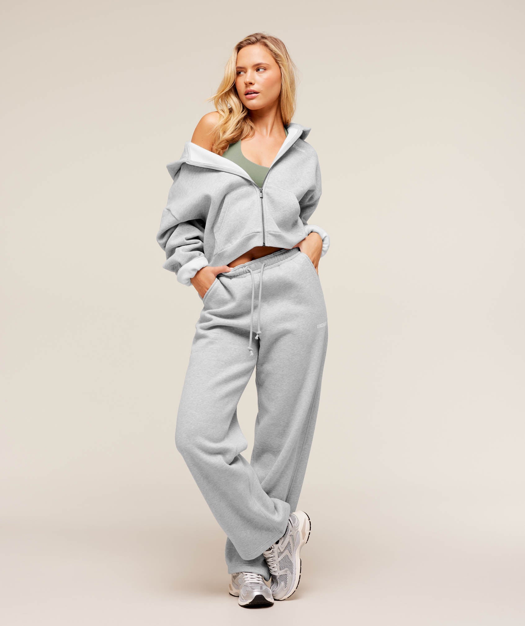 Women's Gymshark Cosy Luxe Zip Through Hoodie Soft Grey Marl