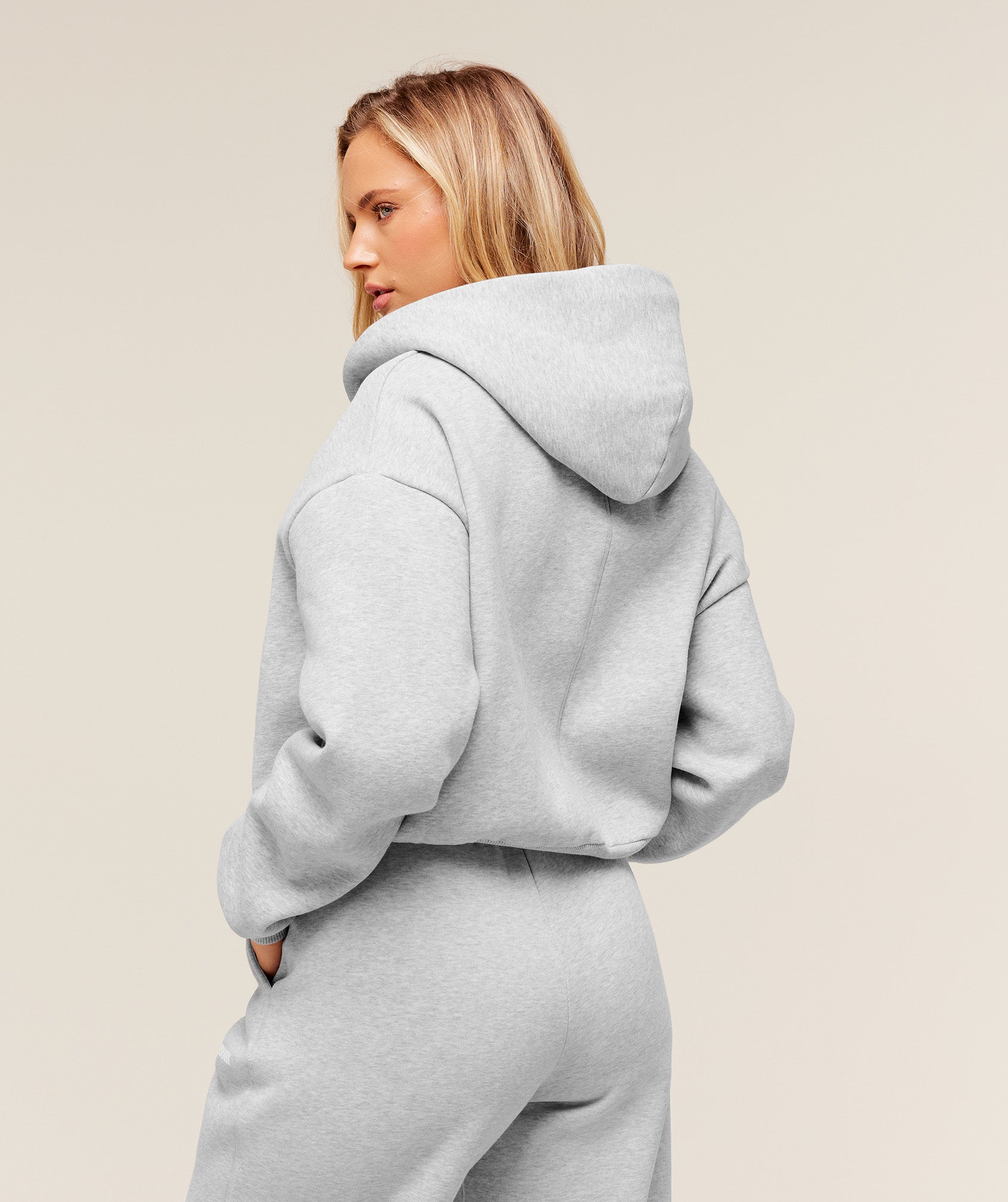 Women's Gymshark Cosy Luxe Zip Through Hoodie Soft Grey Marl