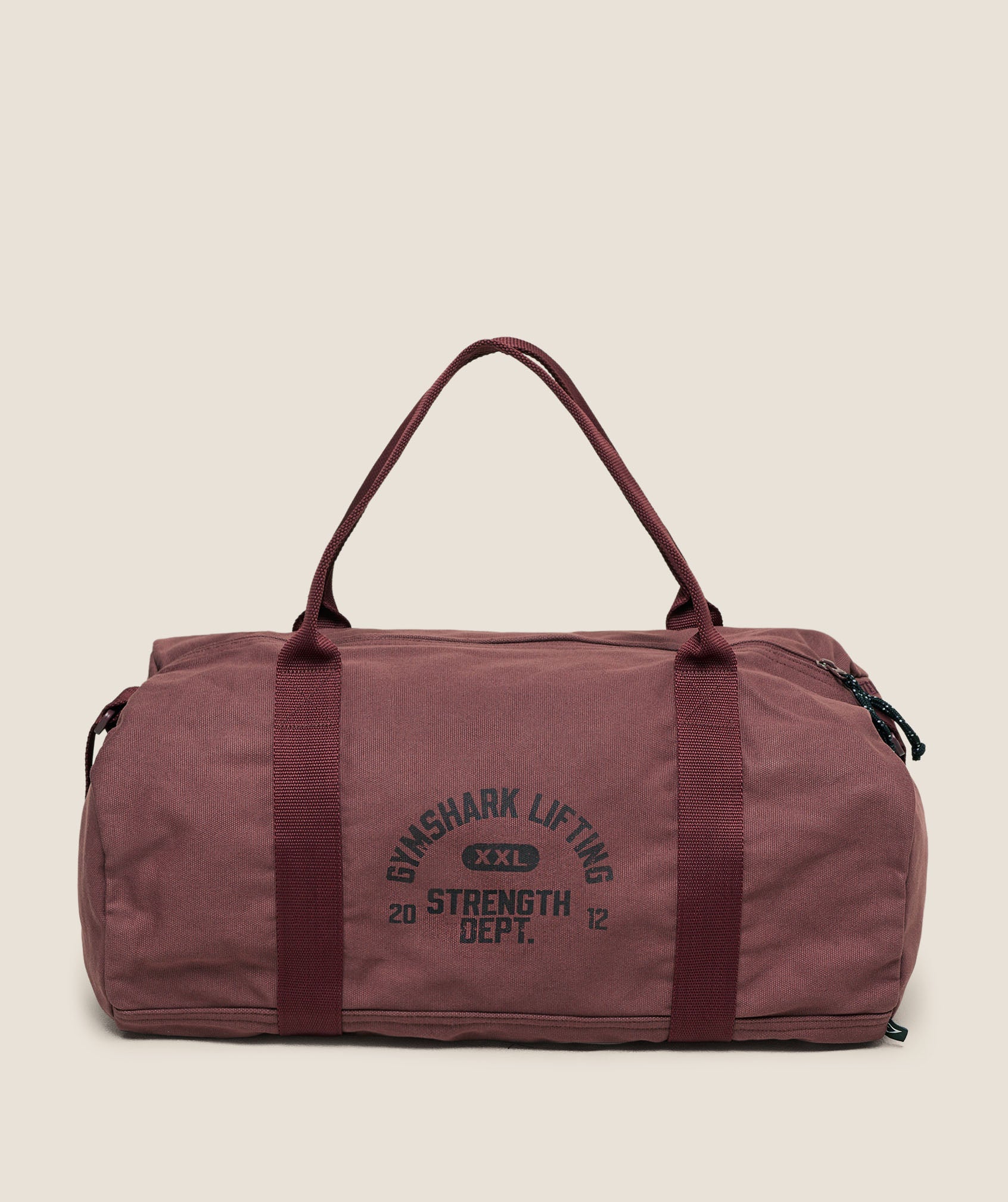 Gymshark Strength Dept Canvas Duffle Bag Burgundy Brown