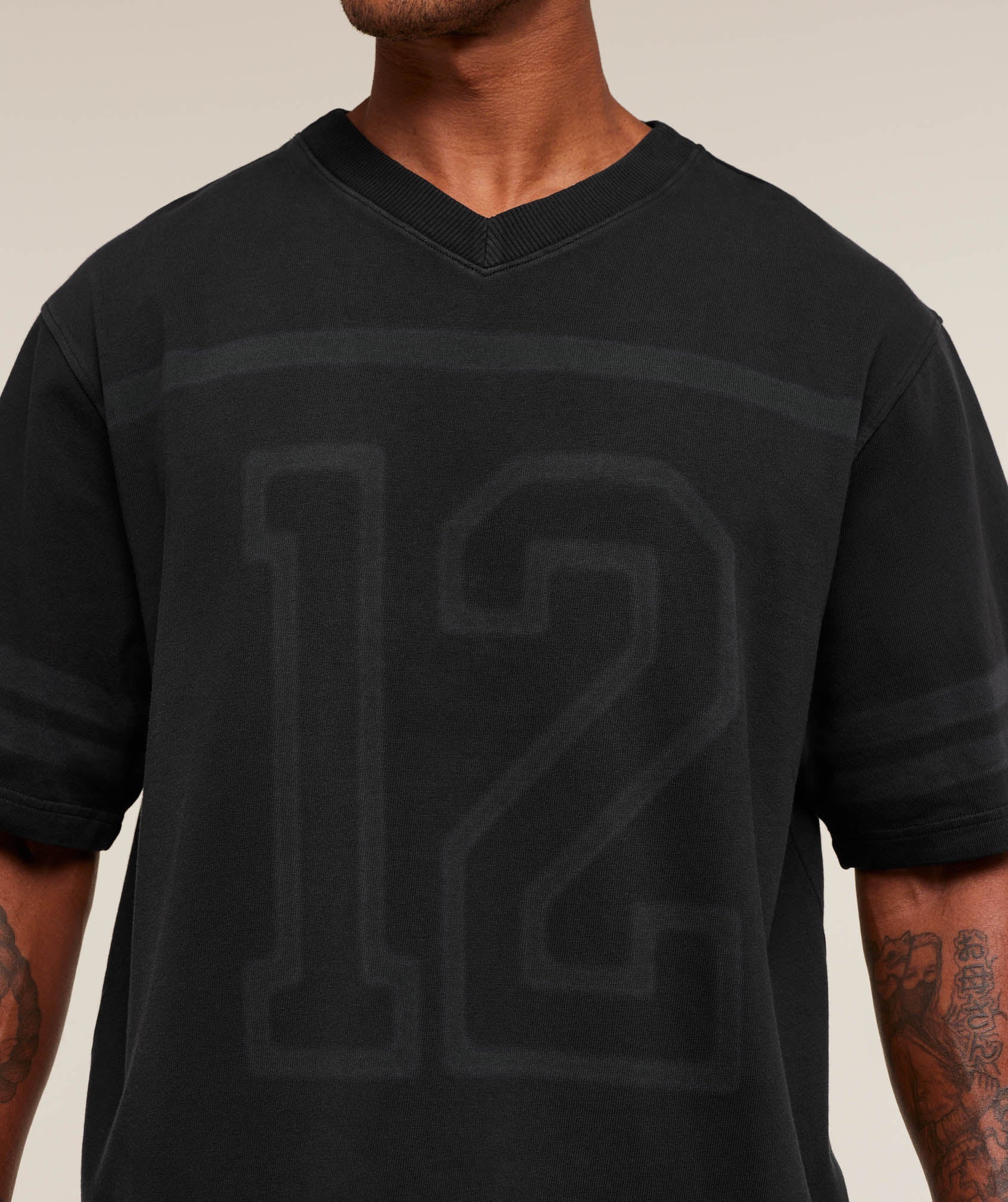 Gymshark Collegiate Washed Jersey T-Shirt Black