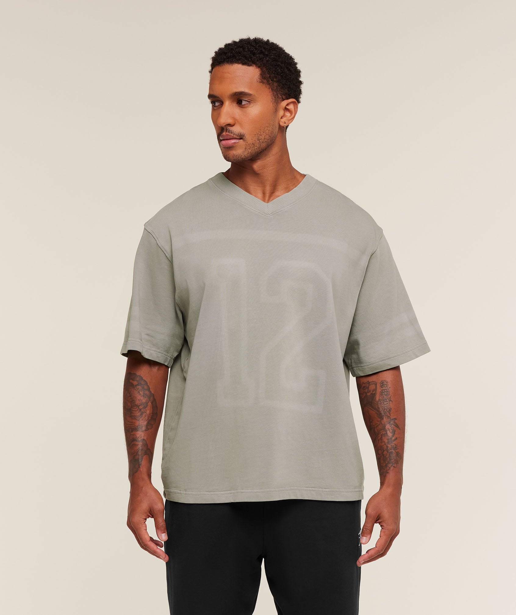 Gymshark Collegiate Washed Jersey T-Shirt Smokey Grey