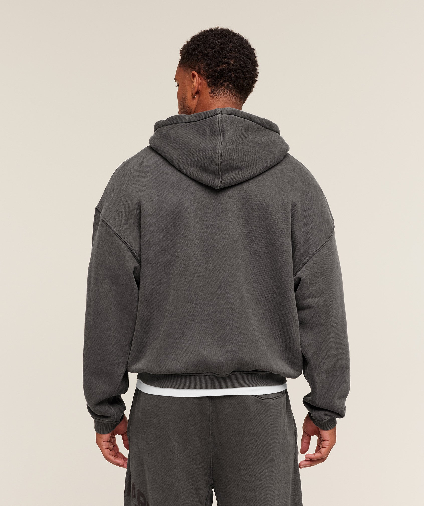 Gymshark Collegiate Washed Zip Up Hoodie Asphalt Grey