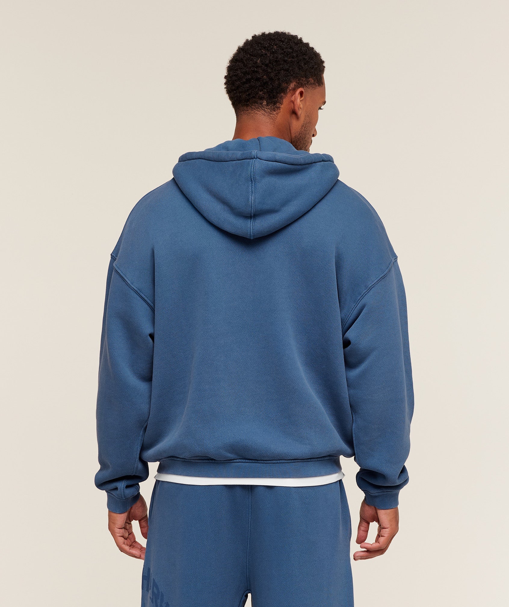Gymshark Collegiate Washed Zip Up Hoodie Compound Blue