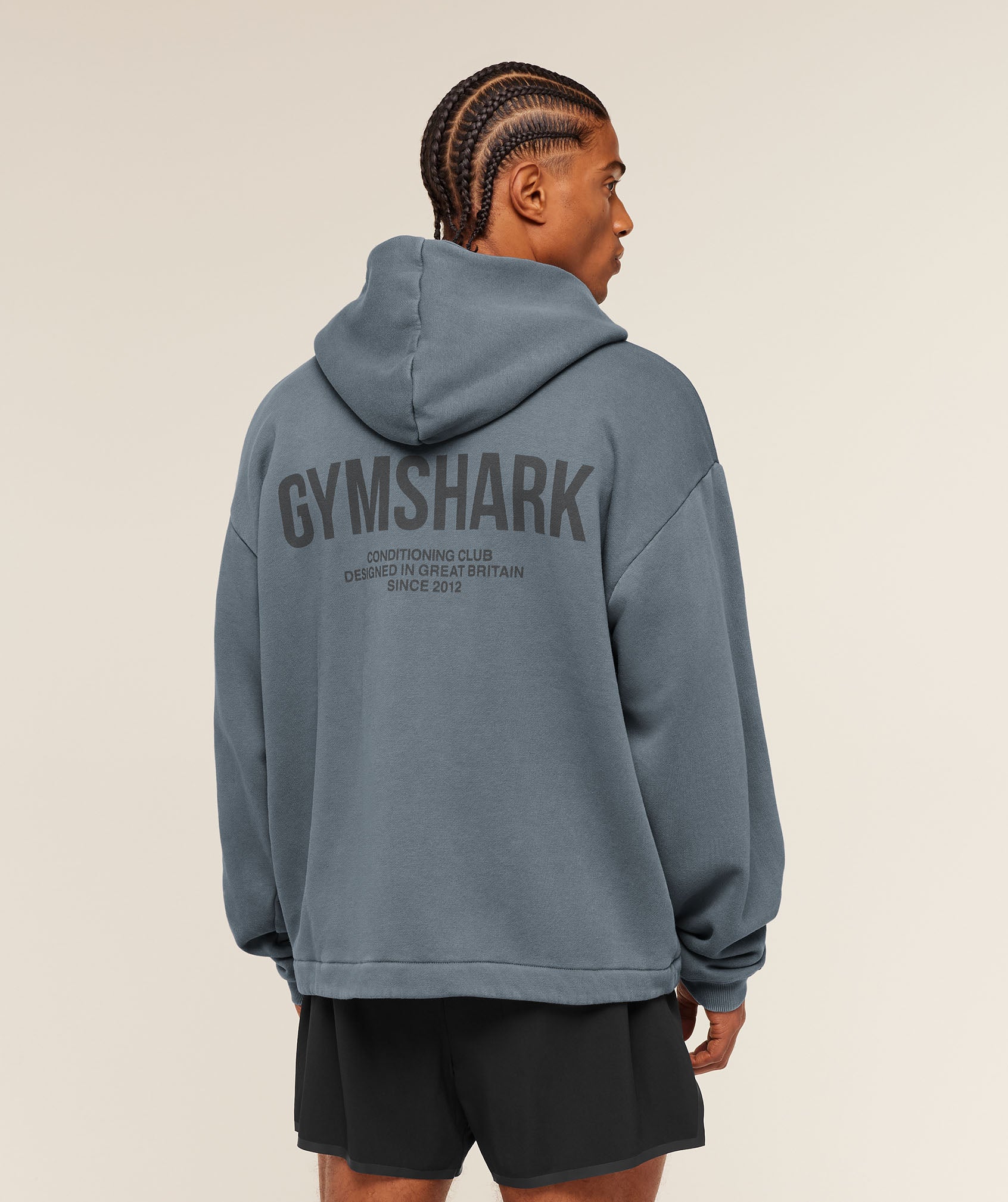 Gymshark Conditioning Club Washed Zip Through Hoodie Iron Blue