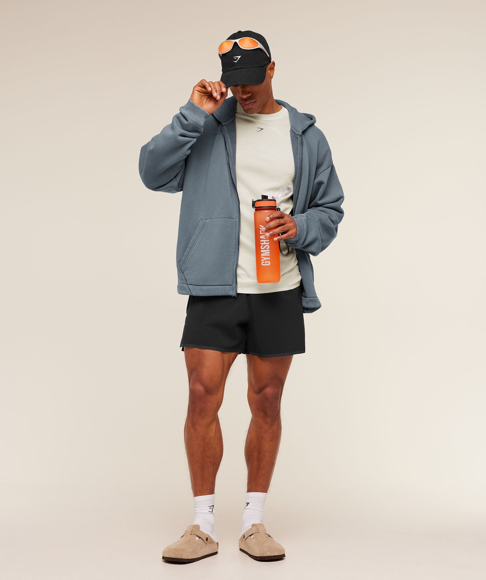Gymshark Conditioning Club Washed Zip Through Hoodie Iron Blue