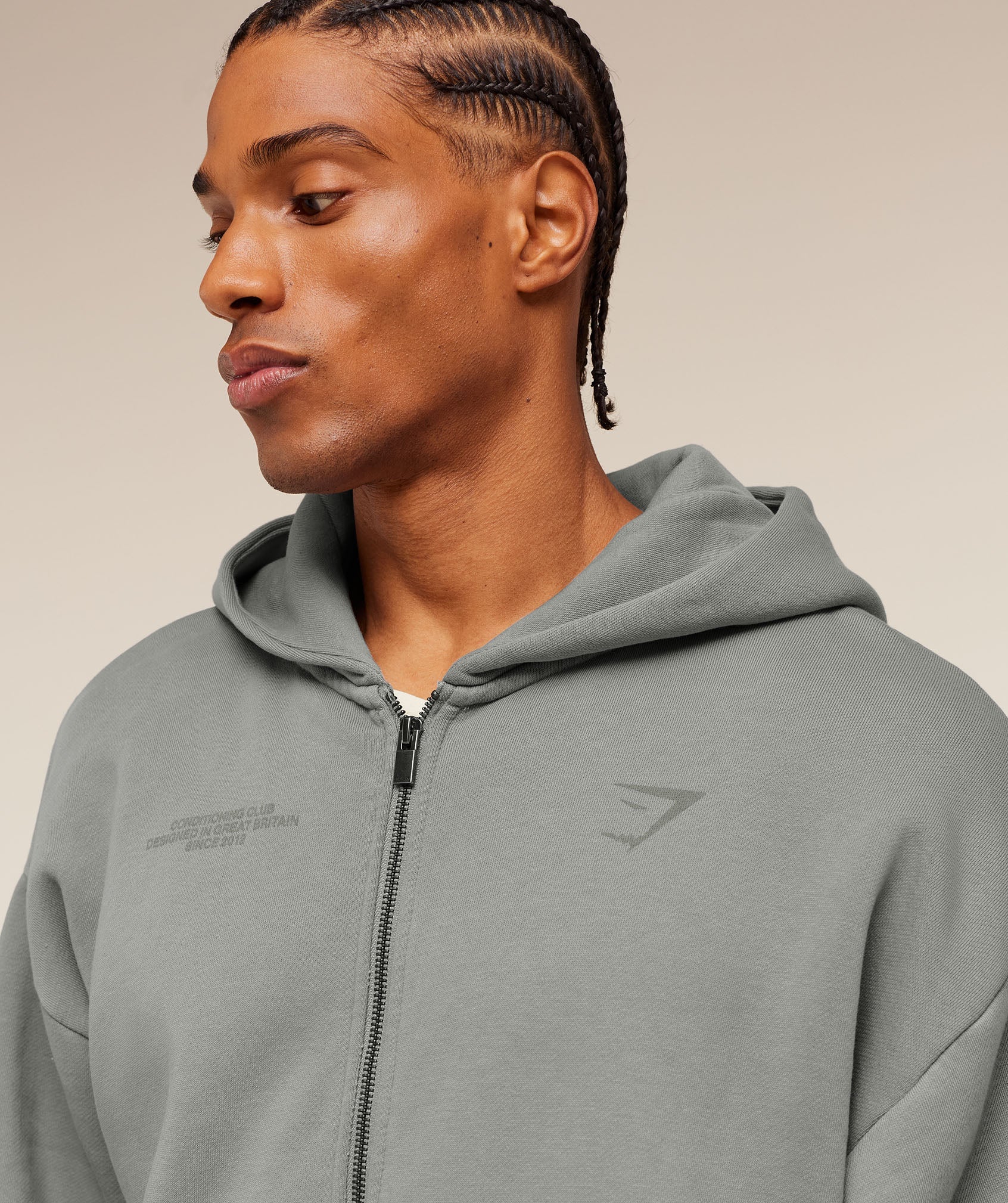Gymshark Conditioning Club Washed Zip Through Hoodie Smokey Grey