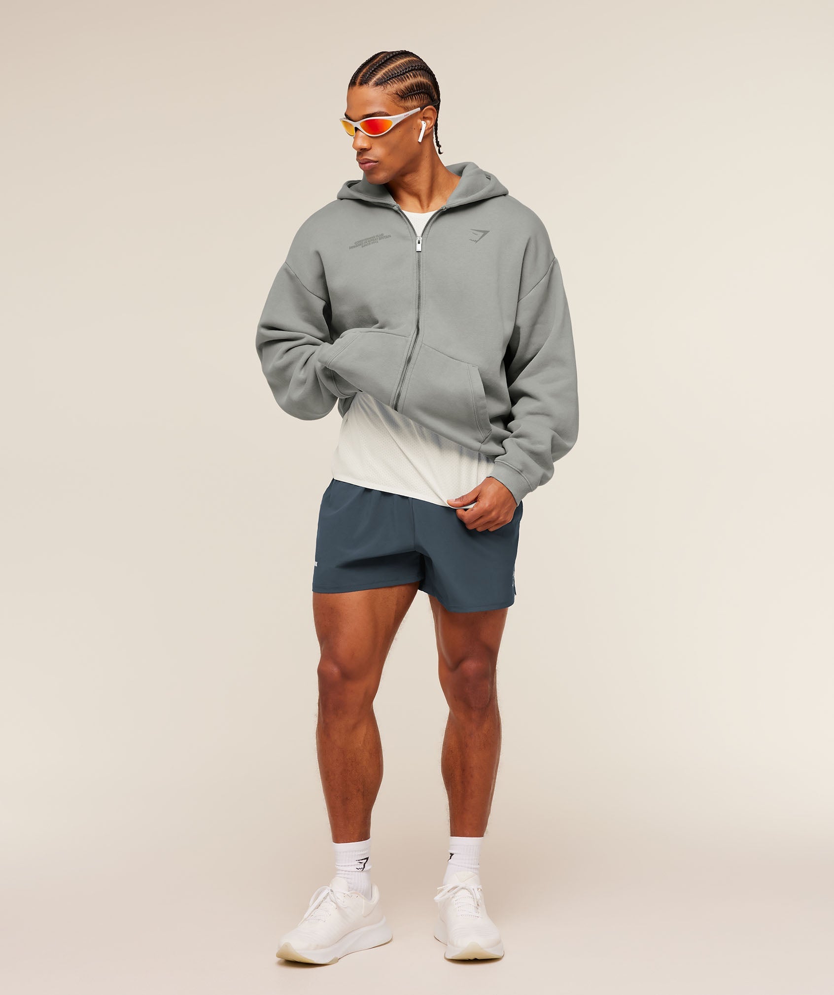 Gymshark Conditioning Club Washed Zip Through Hoodie Smokey Grey