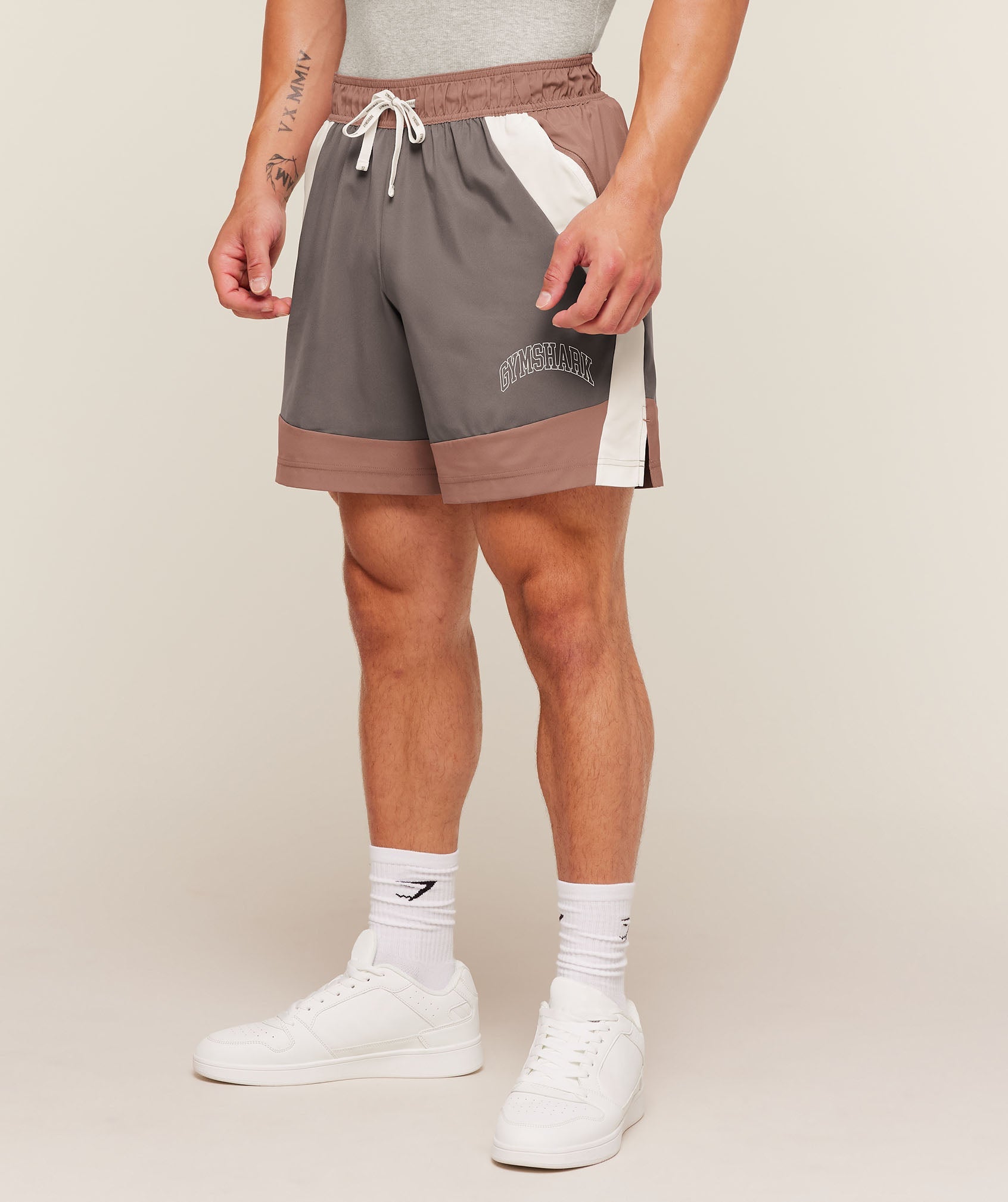Gymshark Collegiate Tech Shorts Taupe Brown