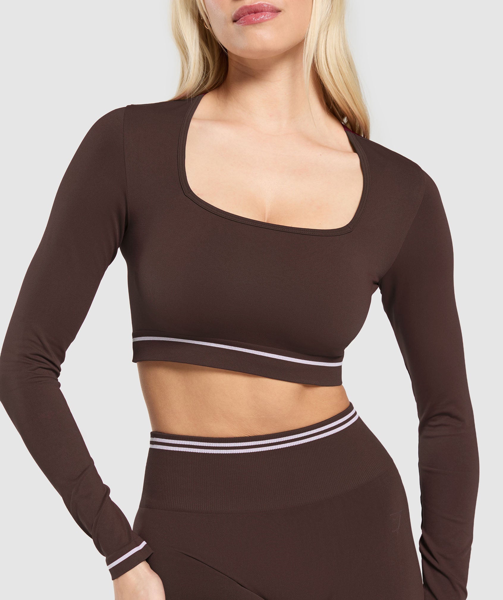 Women's Gymshark Contrast Seamless Crop Top Heritage Brown