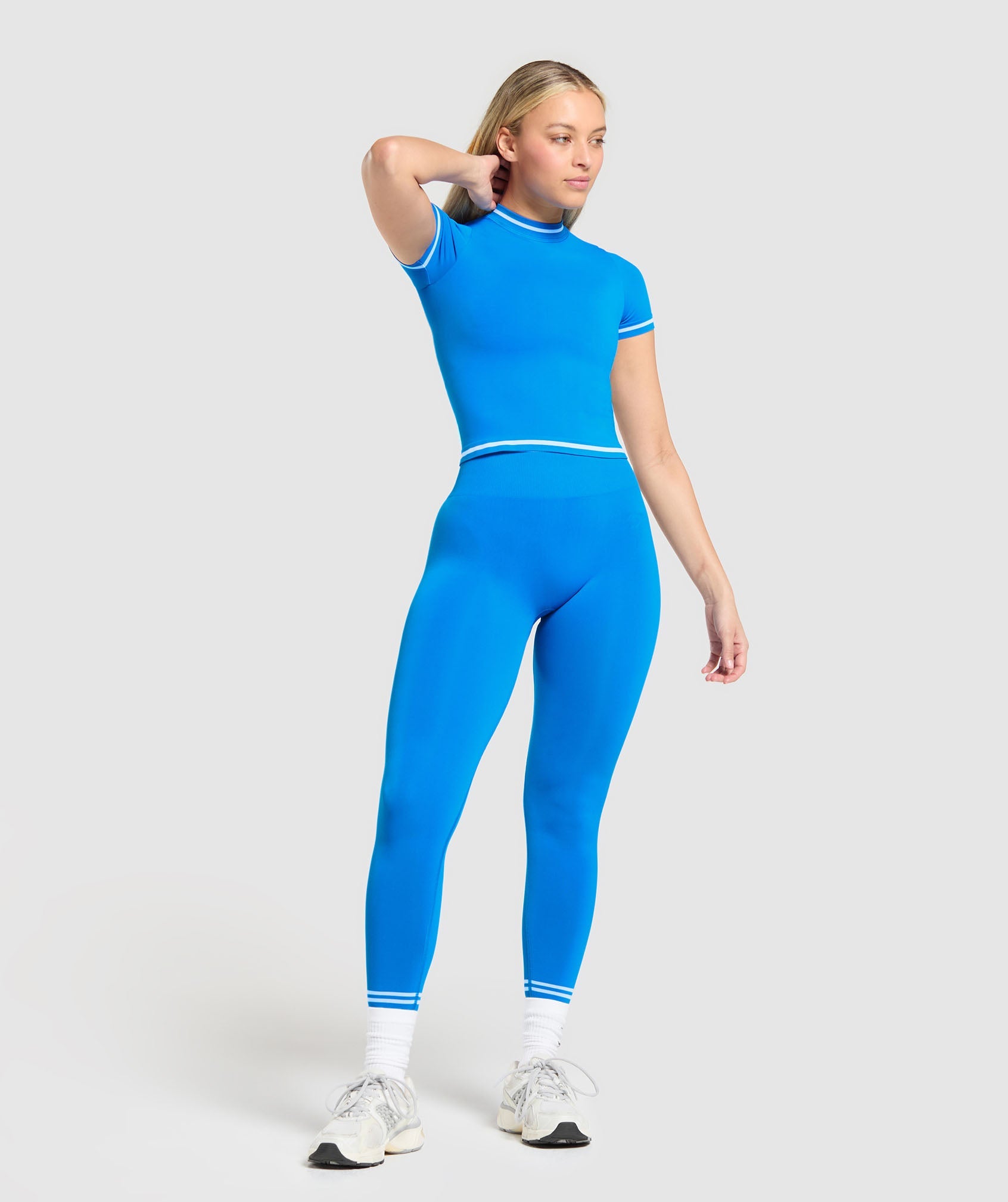 Women's Gymshark Contrast Seamless Midi Tee Barbell Blue