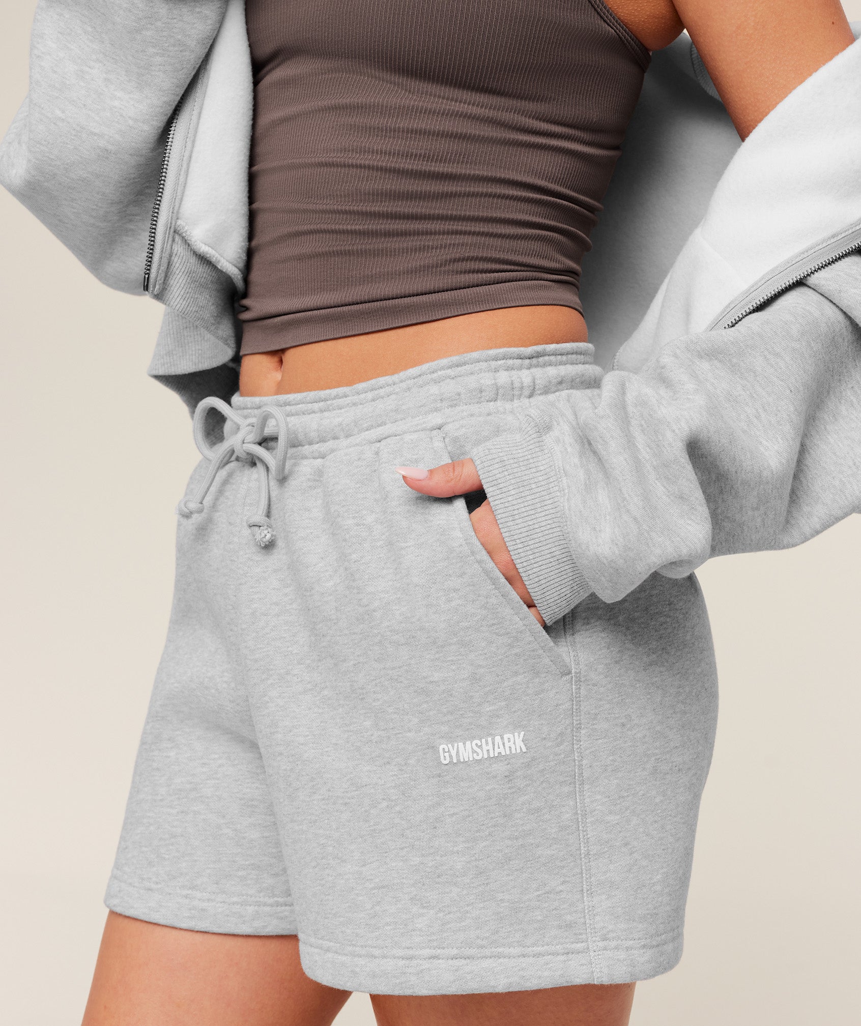 Women's Gymshark Cosy Luxe Shorts Bros Soft Grey Marl