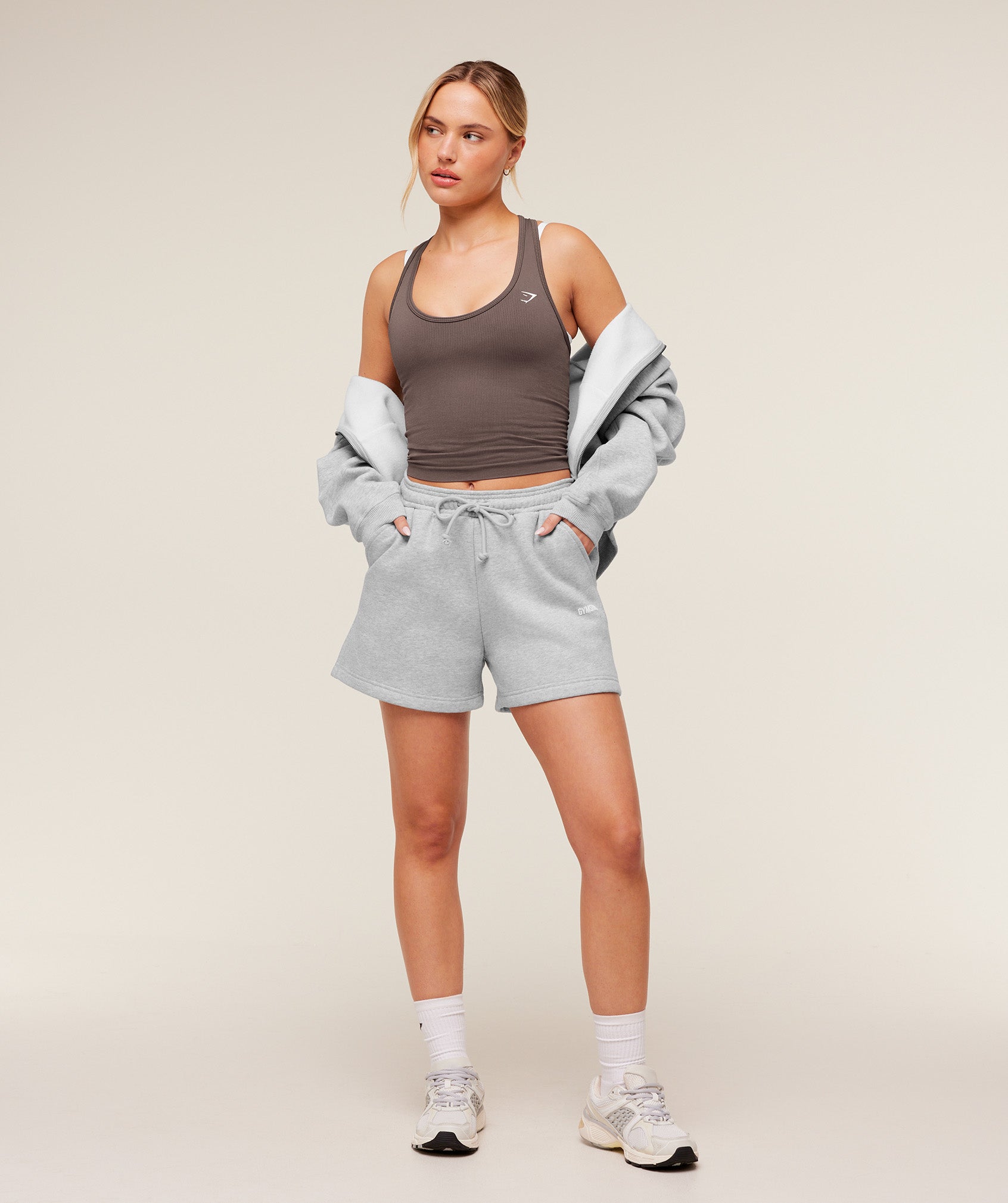 Women's Gymshark Cosy Luxe Shorts Bros Soft Grey Marl