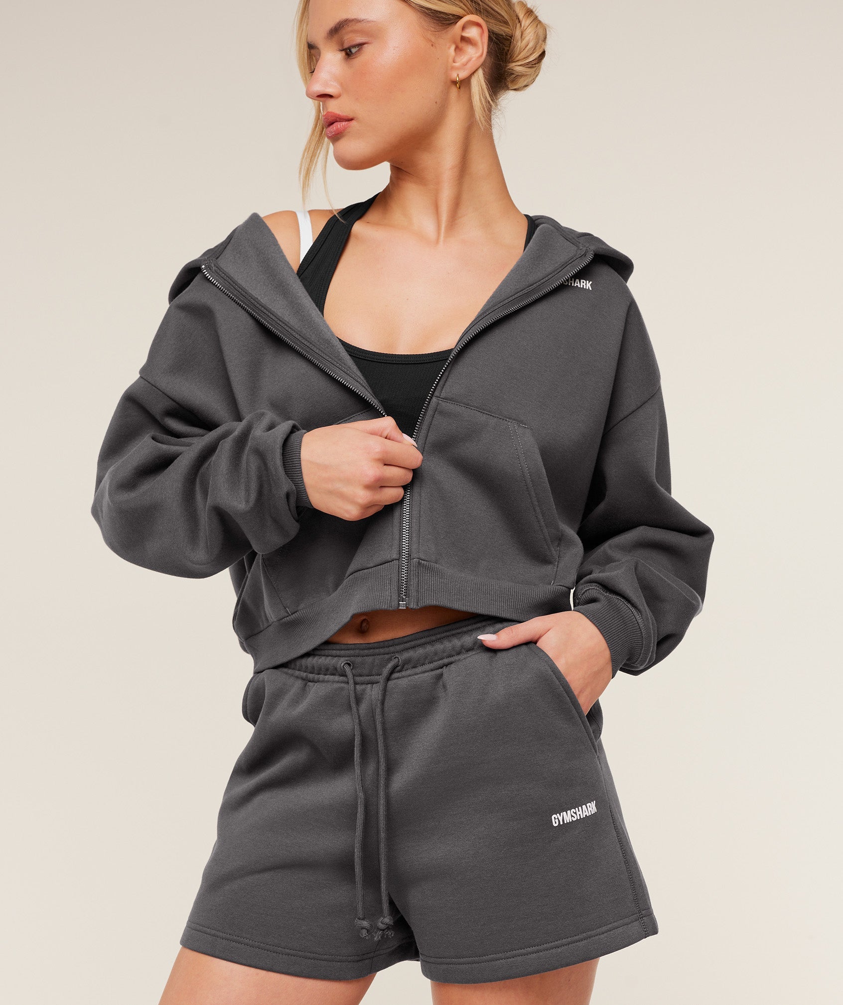 Women's Gymshark Cosy Luxe Shorts Onyx Grey