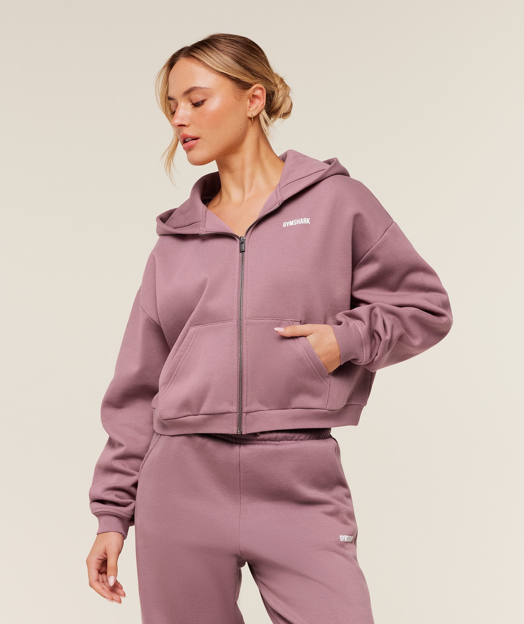 Women's Gymshark Cosy Luxe Zip Through Hoodie Calm Pink