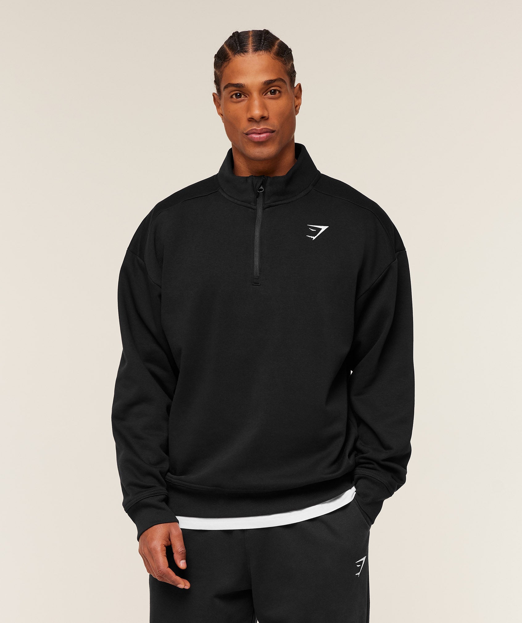 Gymshark Crest Oversized 1/4 Zip Gs Black