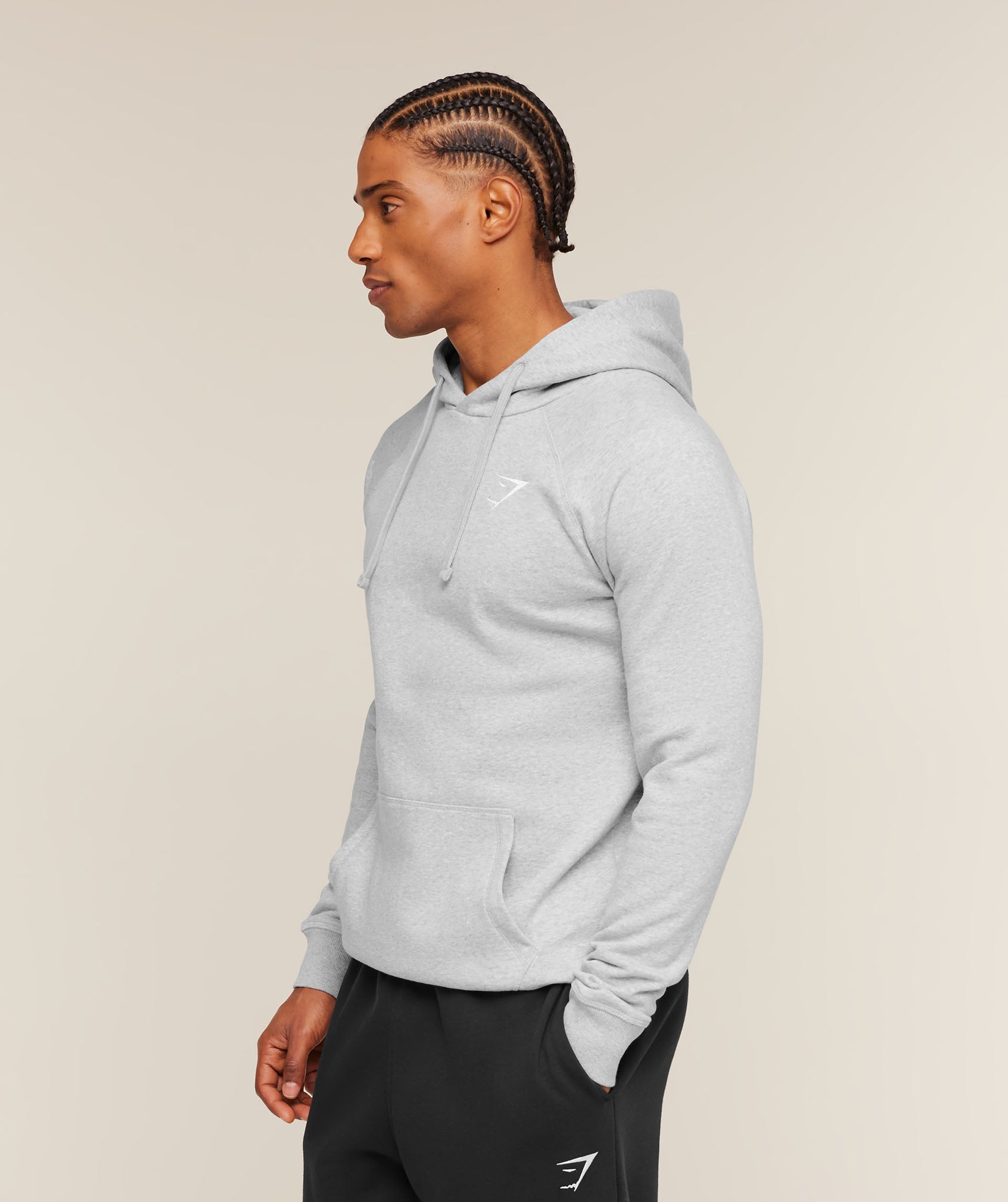 Gymshark Crest Hoodie Light Grey Marl