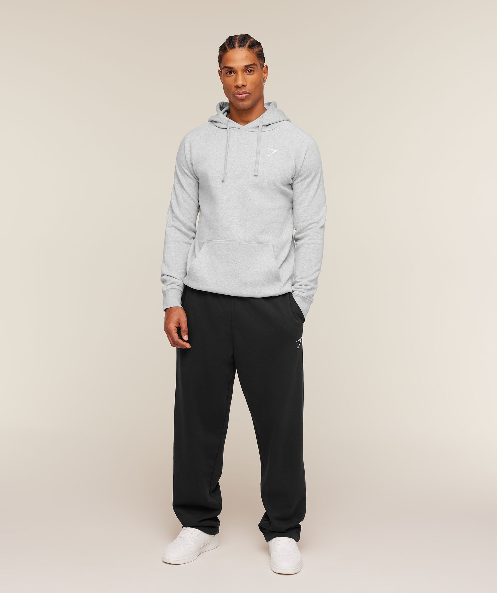 Gymshark Crest Hoodie Light Grey Marl