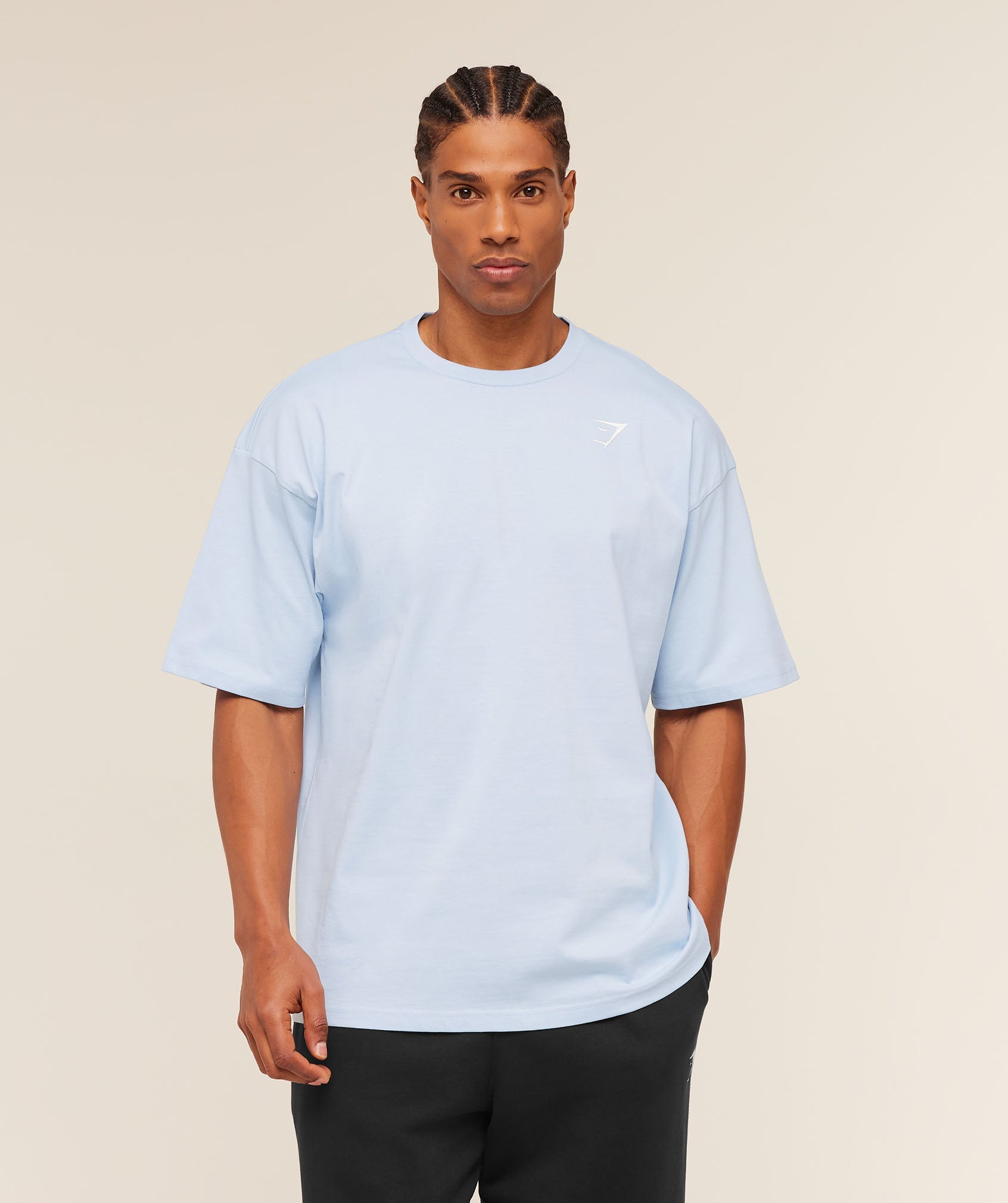 Gymshark Crest Oversized T-Shirt Chilled Blue