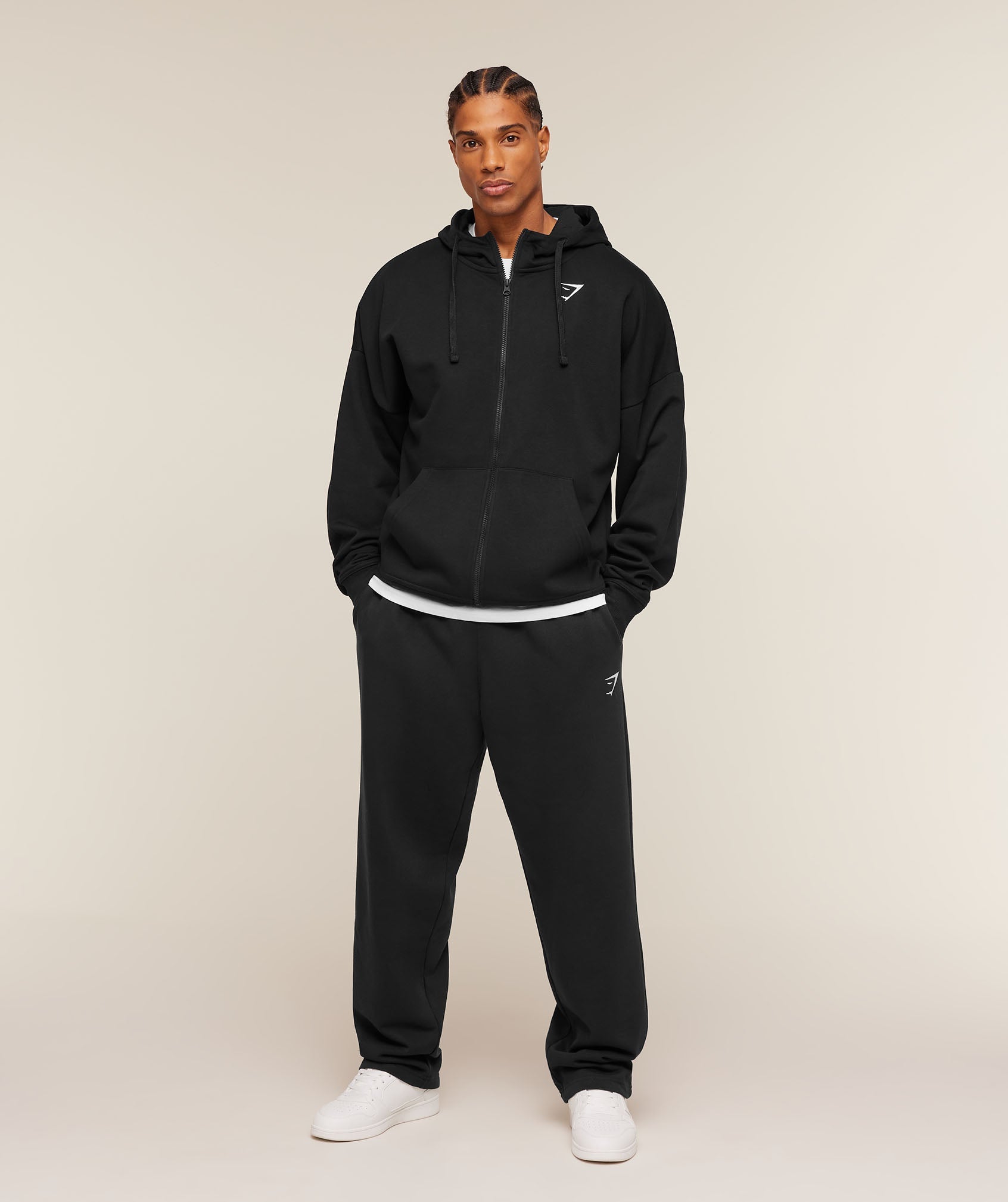 Gymshark Crest Oversized Zip Up Hoodie Black