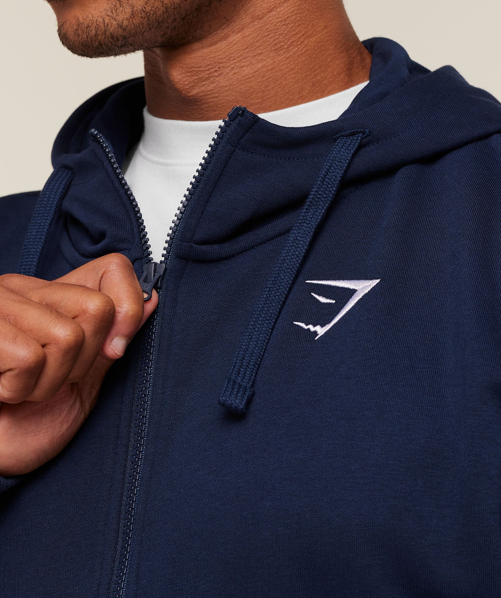 Gymshark Crest Oversized Zip Up Hoodie Navy
