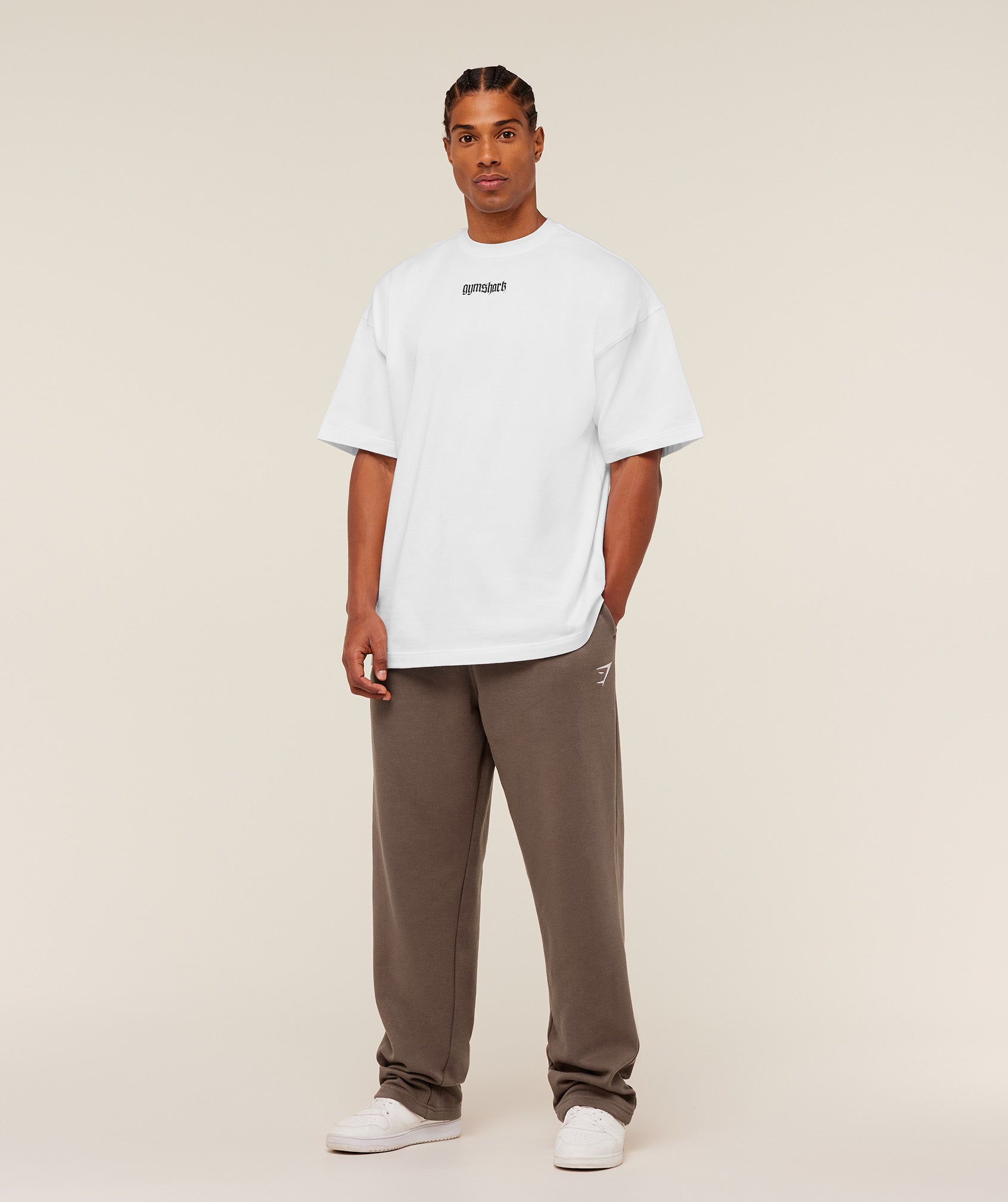 Gymshark Crest Straight Leg Joggers Soft Brown