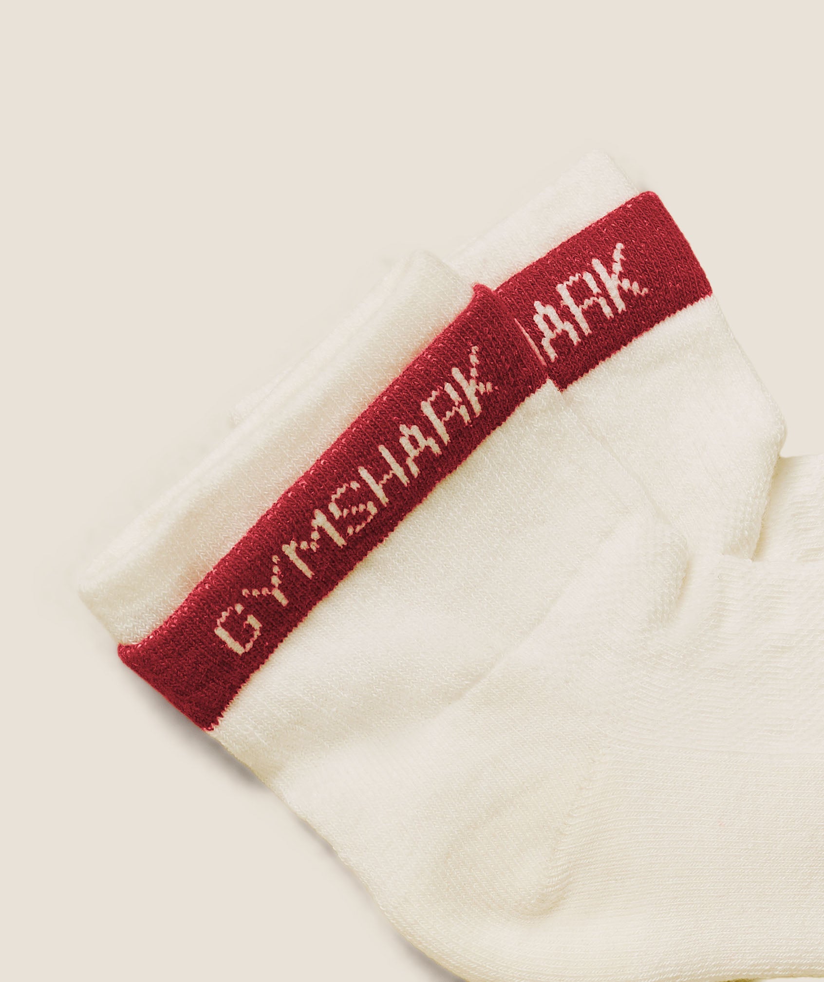 Women's Gymshark Double Cuffed Socks Single Soft White
