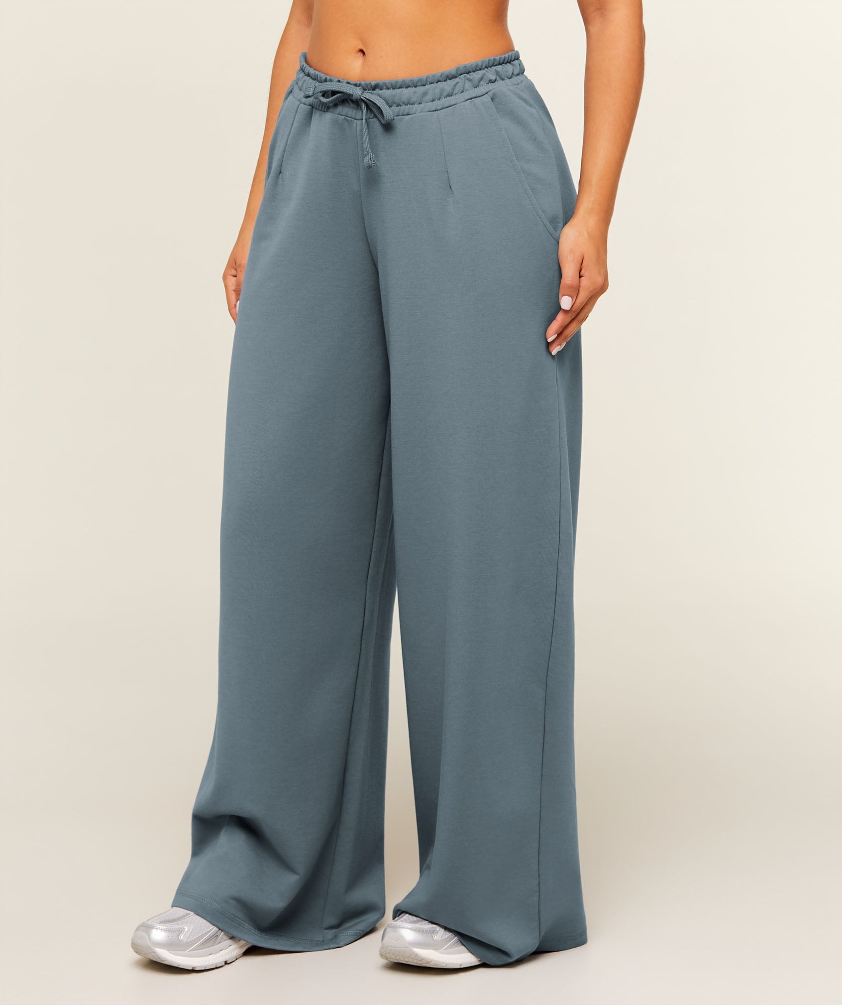Women's Gymshark Lightweight Wide Leg Pant Short Iron Blue