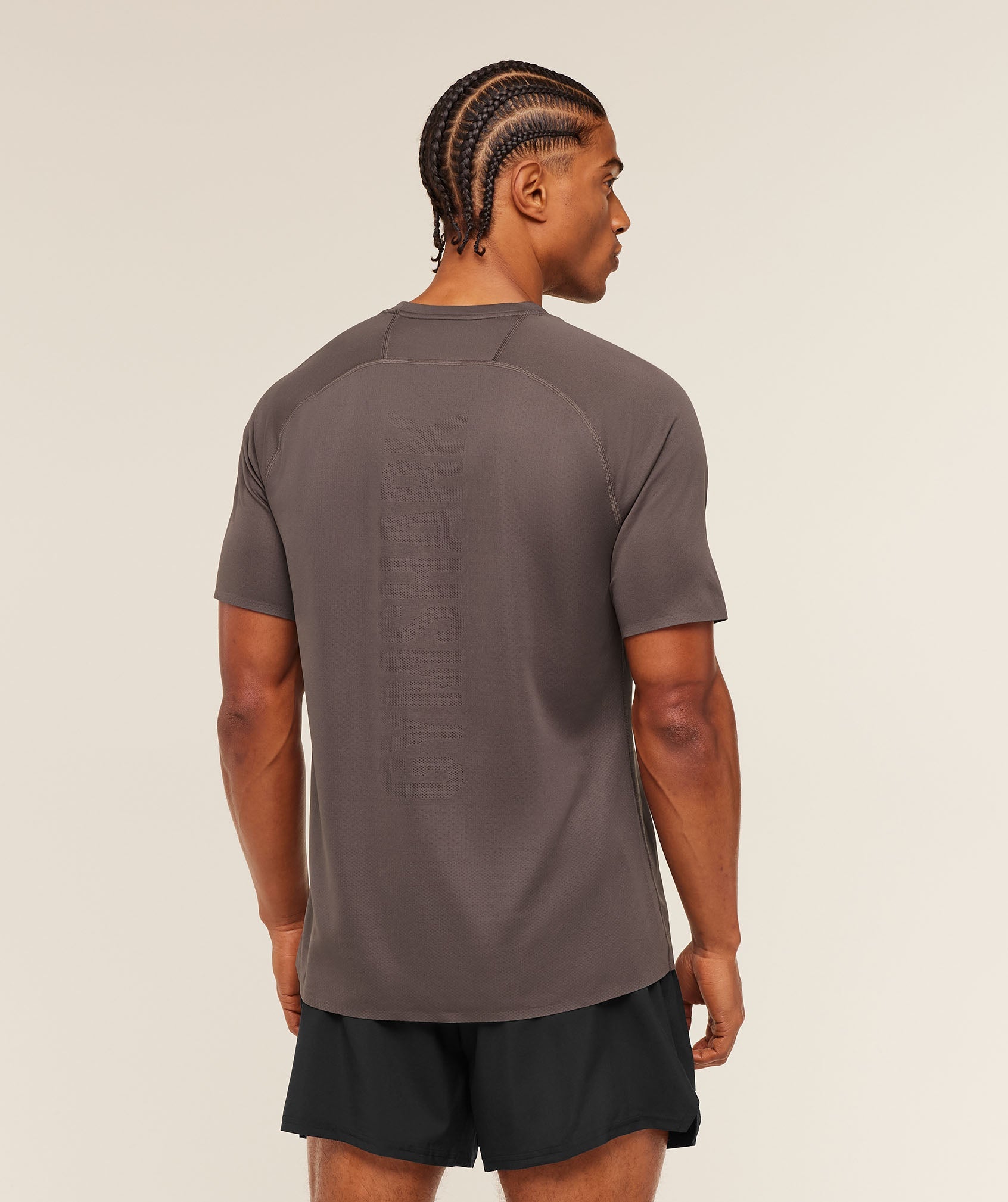 Gymshark Hybrid Engineered Jacquard T-Shirt Cool Brown