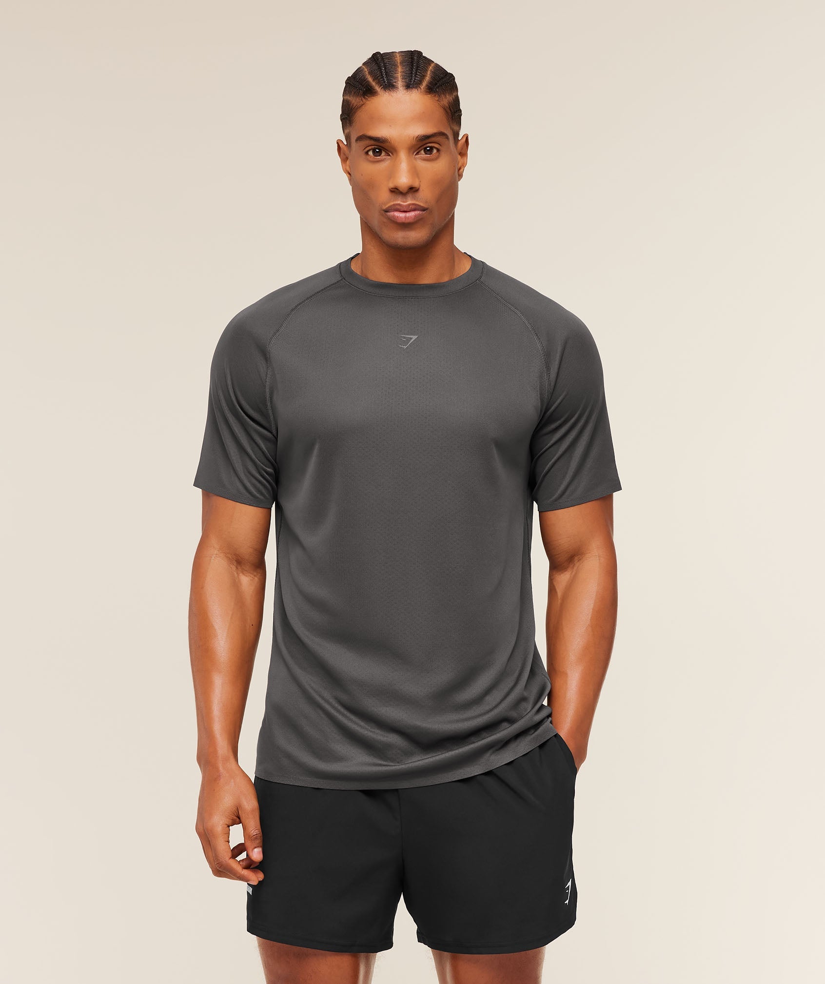 Gymshark Hybrid Engineered Jacquard T-Shirt Grey