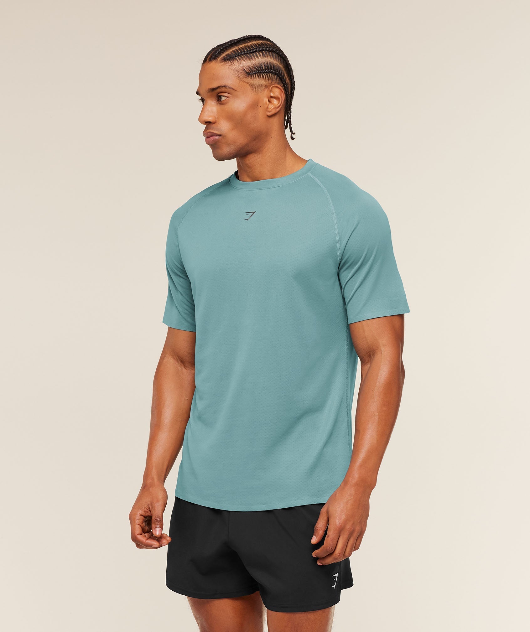 Gymshark Hybrid Engineered Jacquard T-Shirt Storm Blue