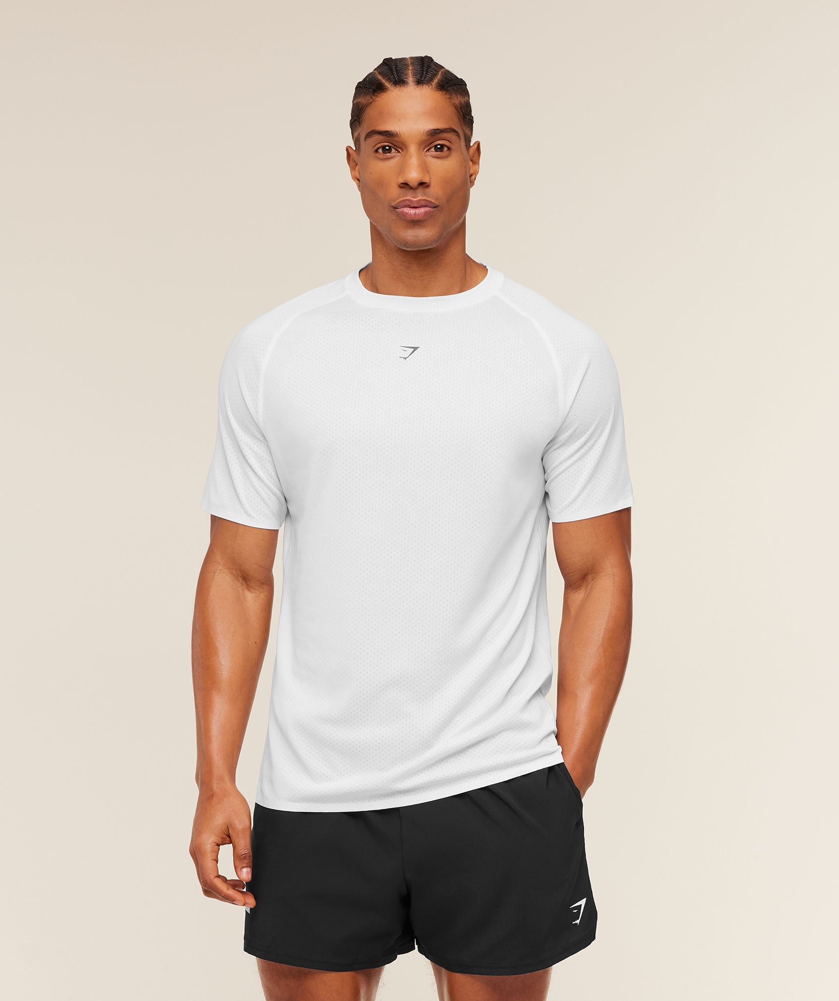 Gymshark Hybrid Engineered Jacquard T-Shirt White
