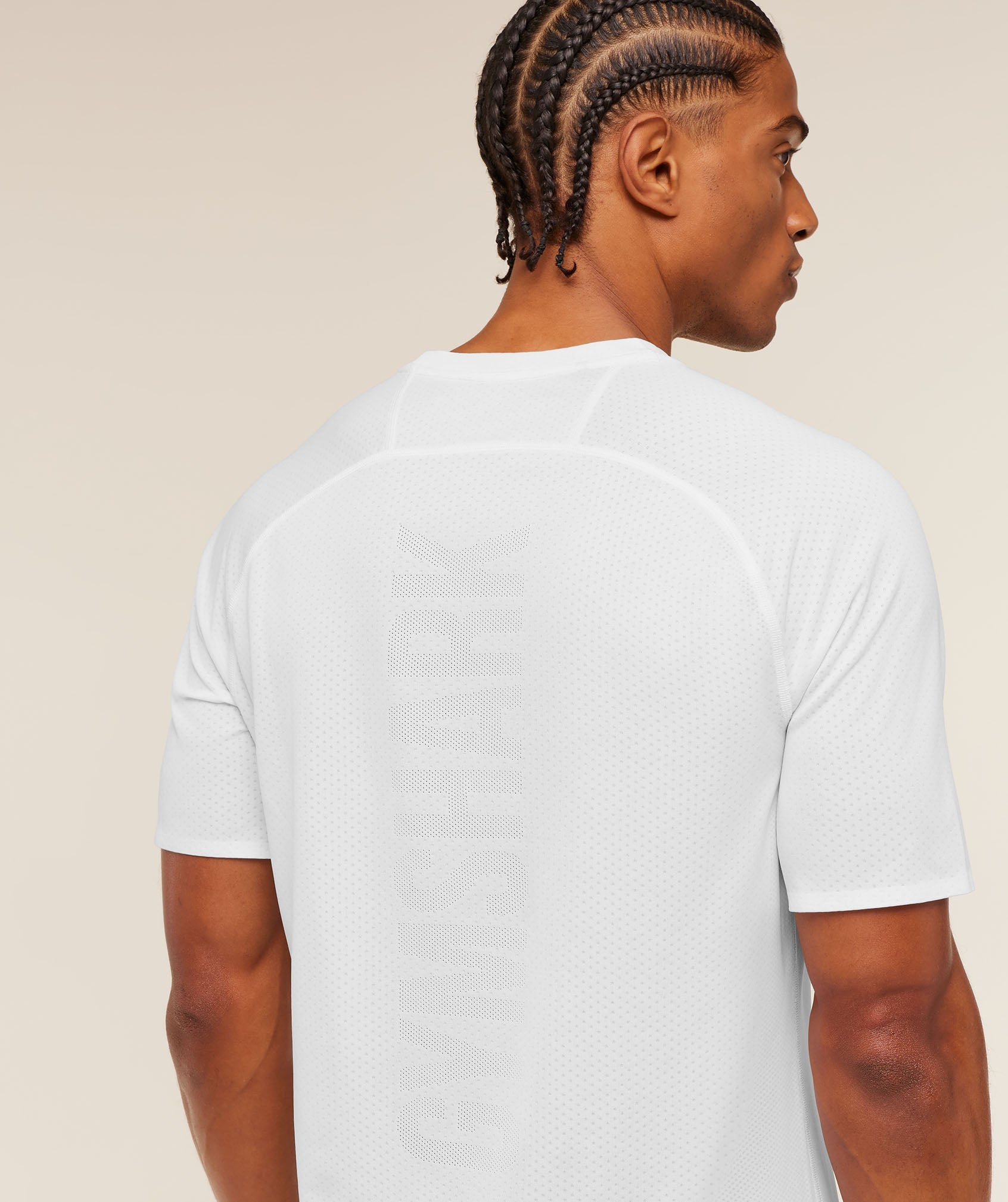 Gymshark Hybrid Engineered Jacquard T-Shirt White