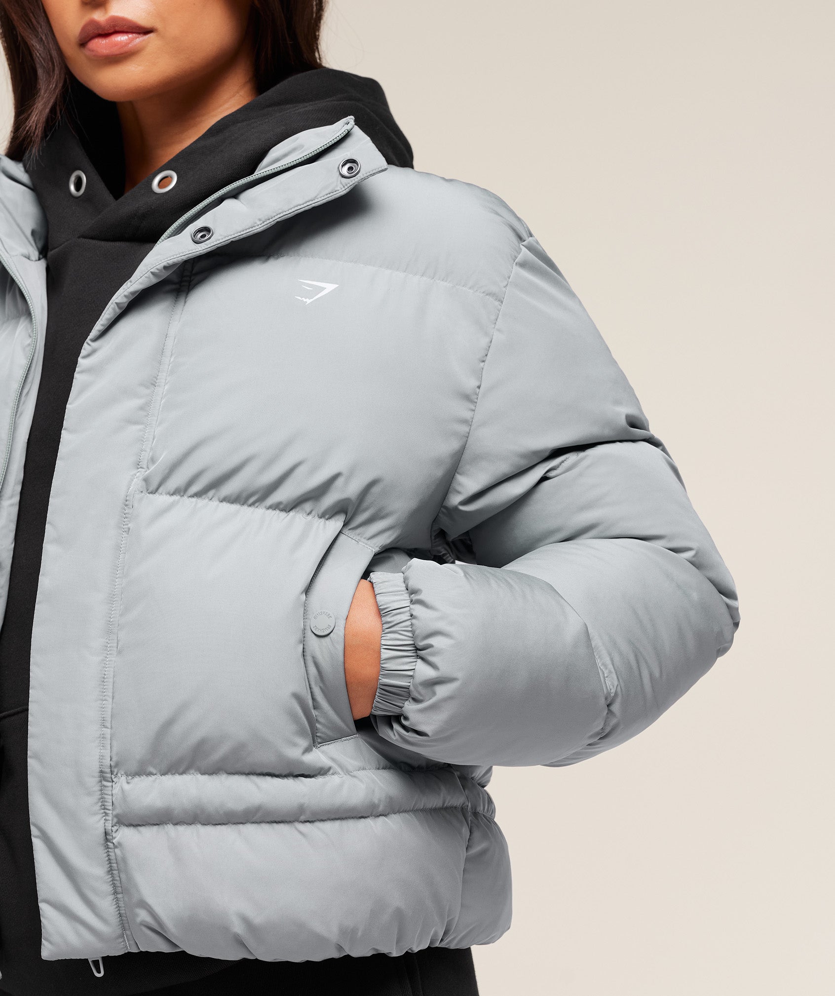 Women's Gymshark Puffer Jacket Denim Grey