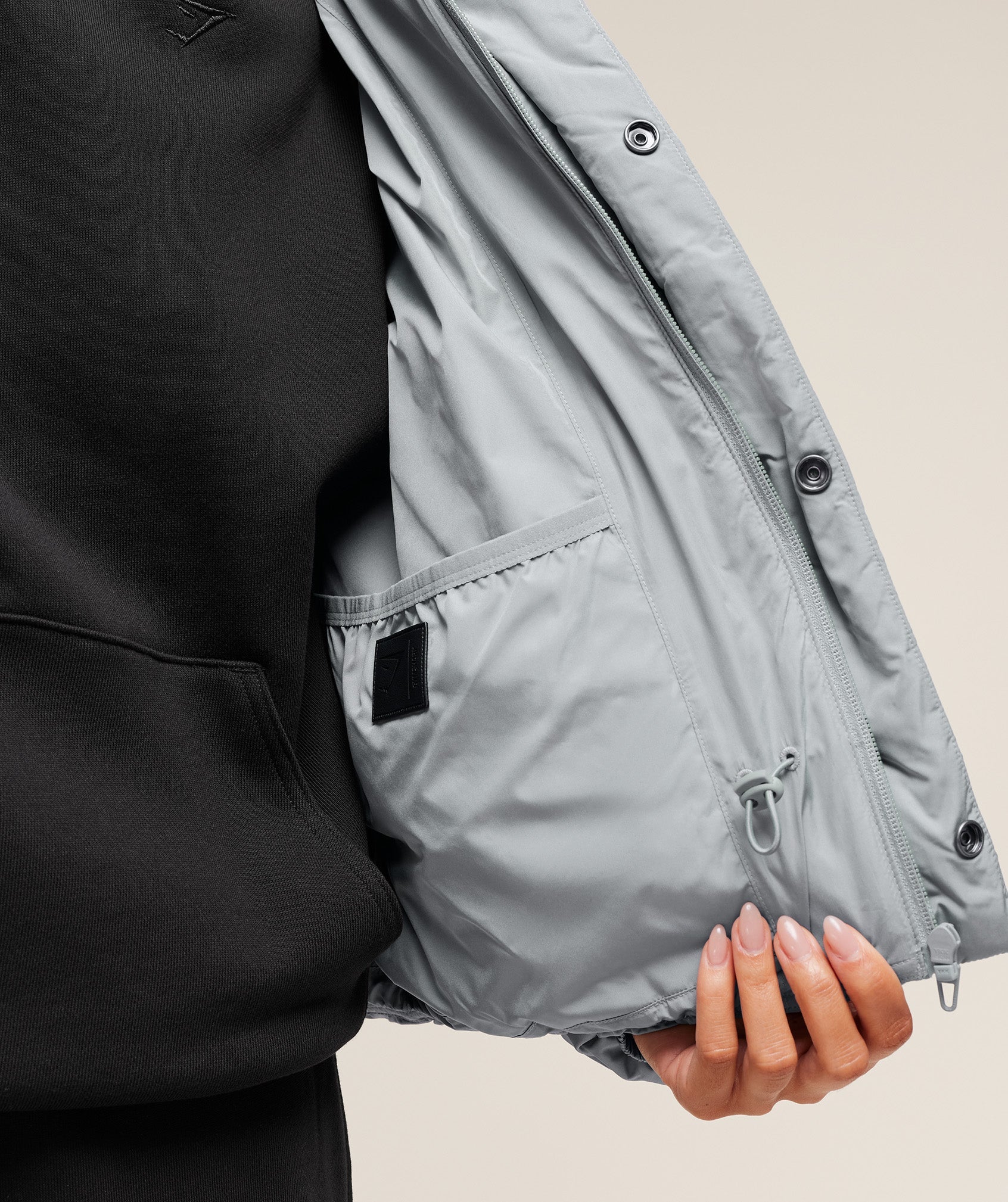 Women's Gymshark Puffer Jacket Denim Grey