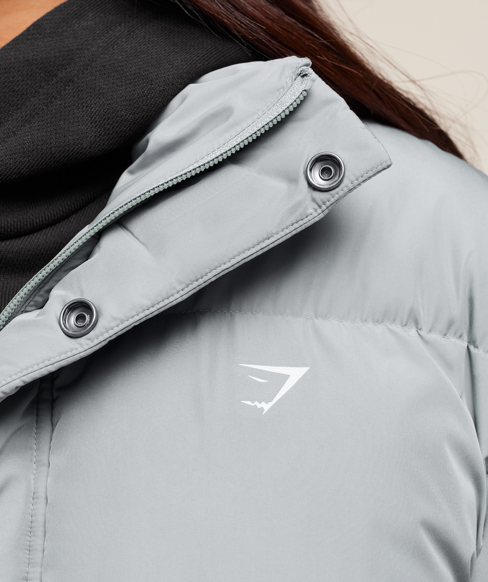 Women's Gymshark Puffer Jacket Denim Grey