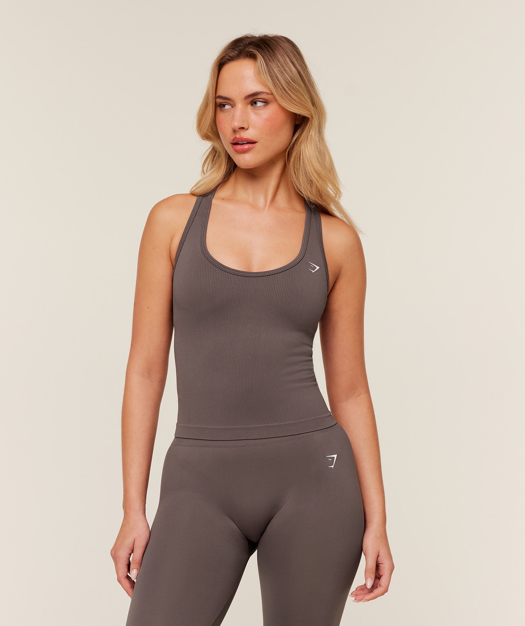 Women's Gymshark Everyday Seamless Ribbed Tank Cool Brown