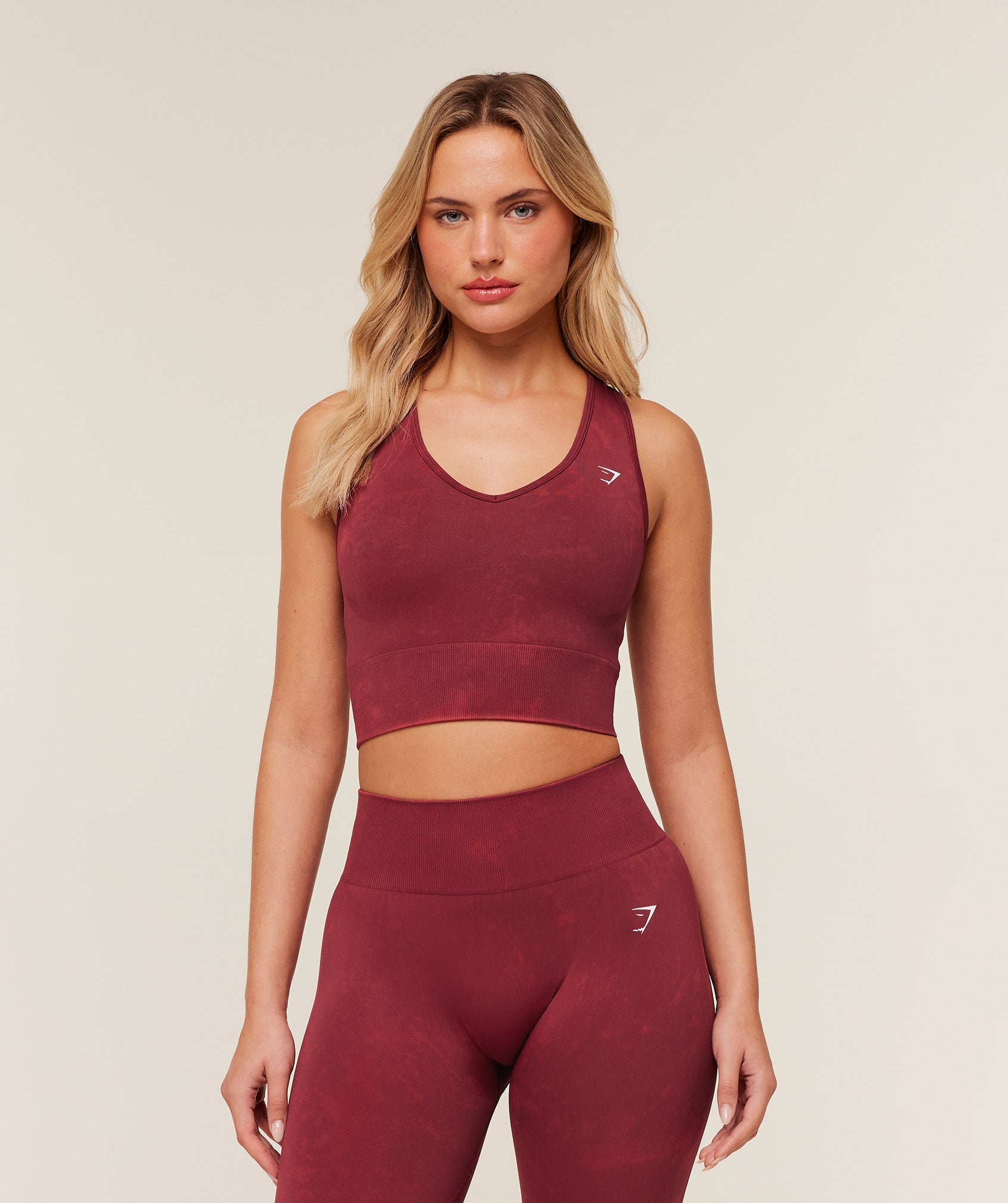 Women's Gymshark Washed Crop Tank Red Wash