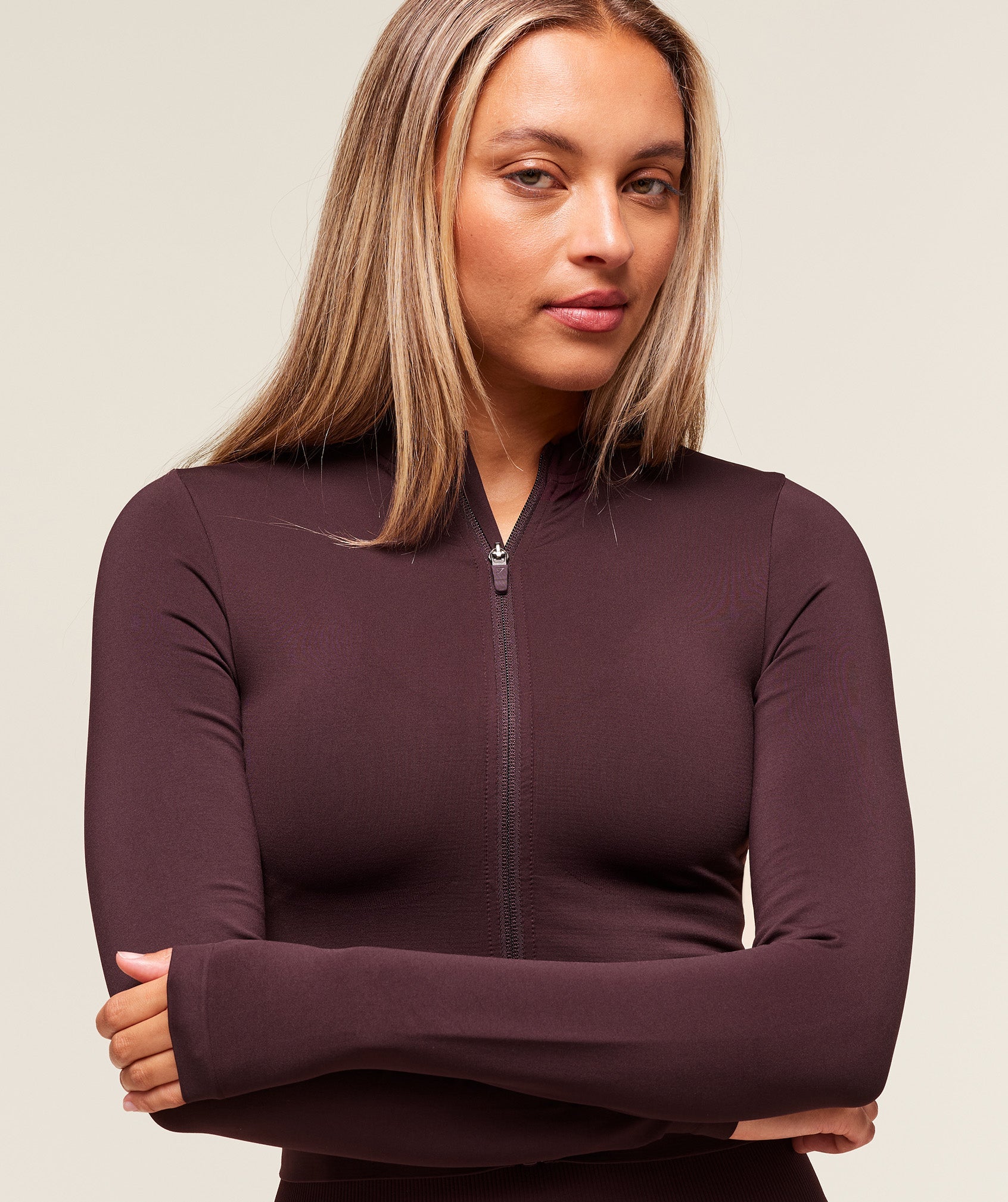 Women's Gymshark Everyday Seamless Zip Tracktop Cherry Purple