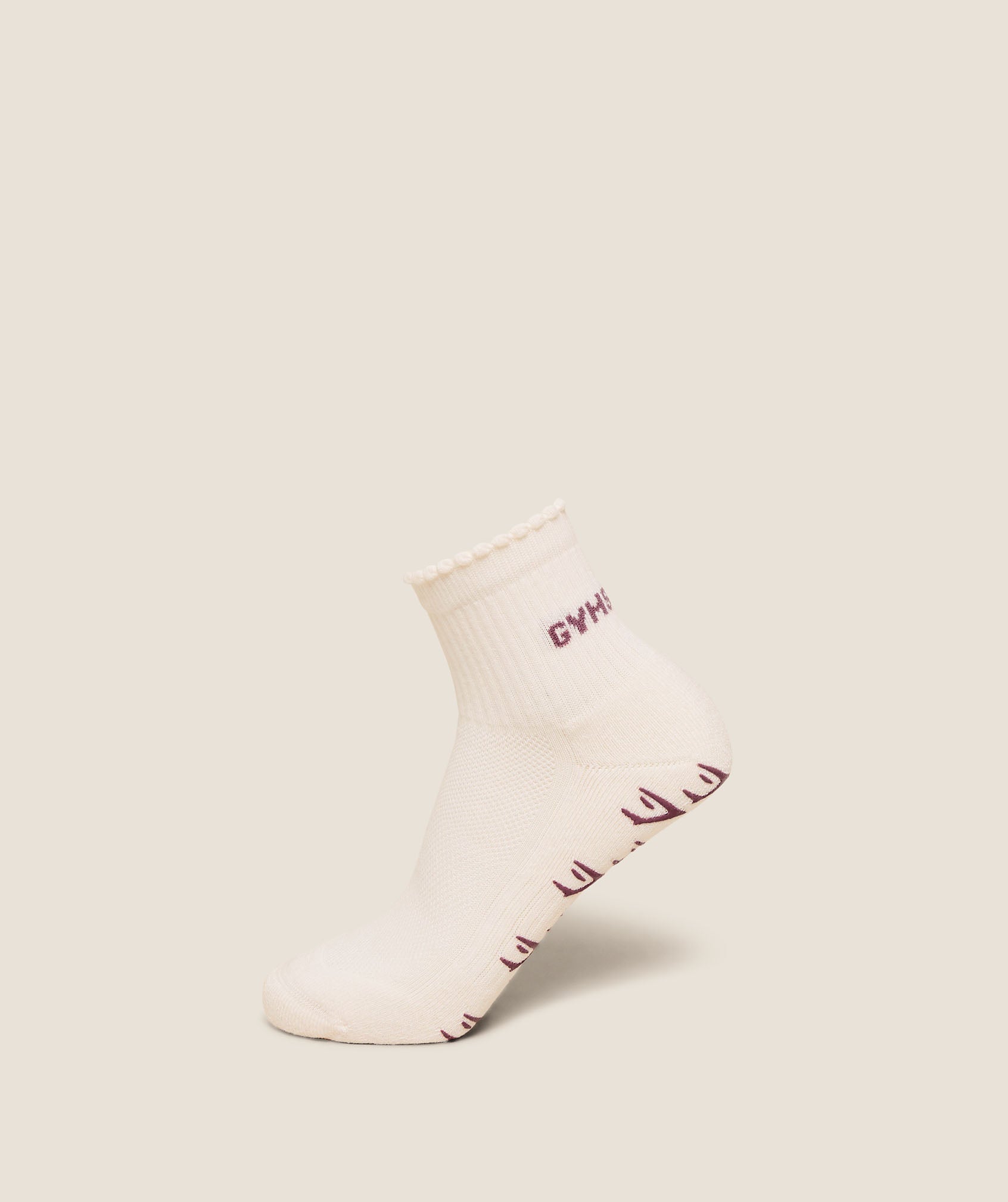 Women's Gymshark Frill Pilates Midi Sock Soft White