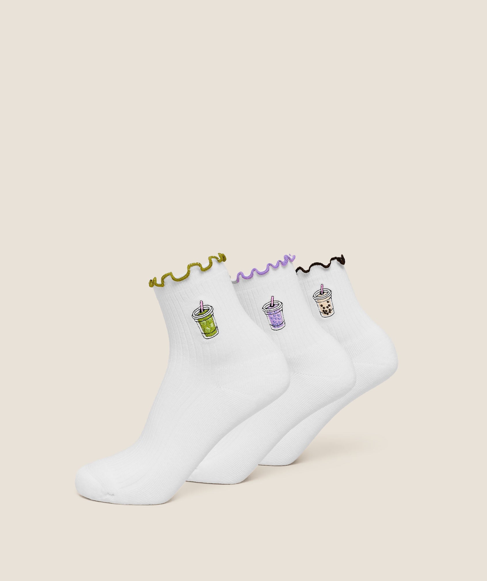 Women's Gymshark Hydration Graphic Midi Frill Socks 3Pk White
