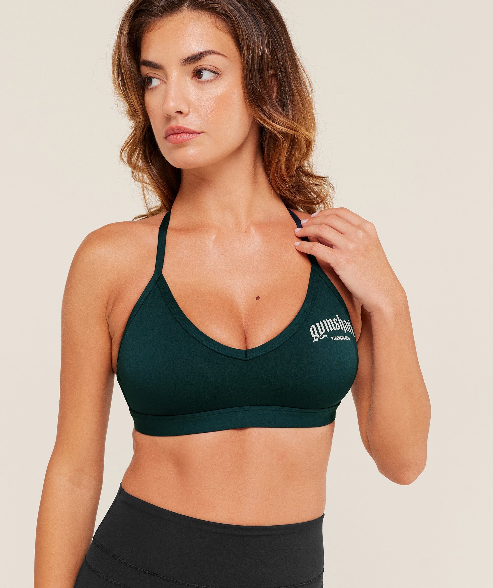 Women's Gymshark Graphic Sports Bra Deep Petrol Blue