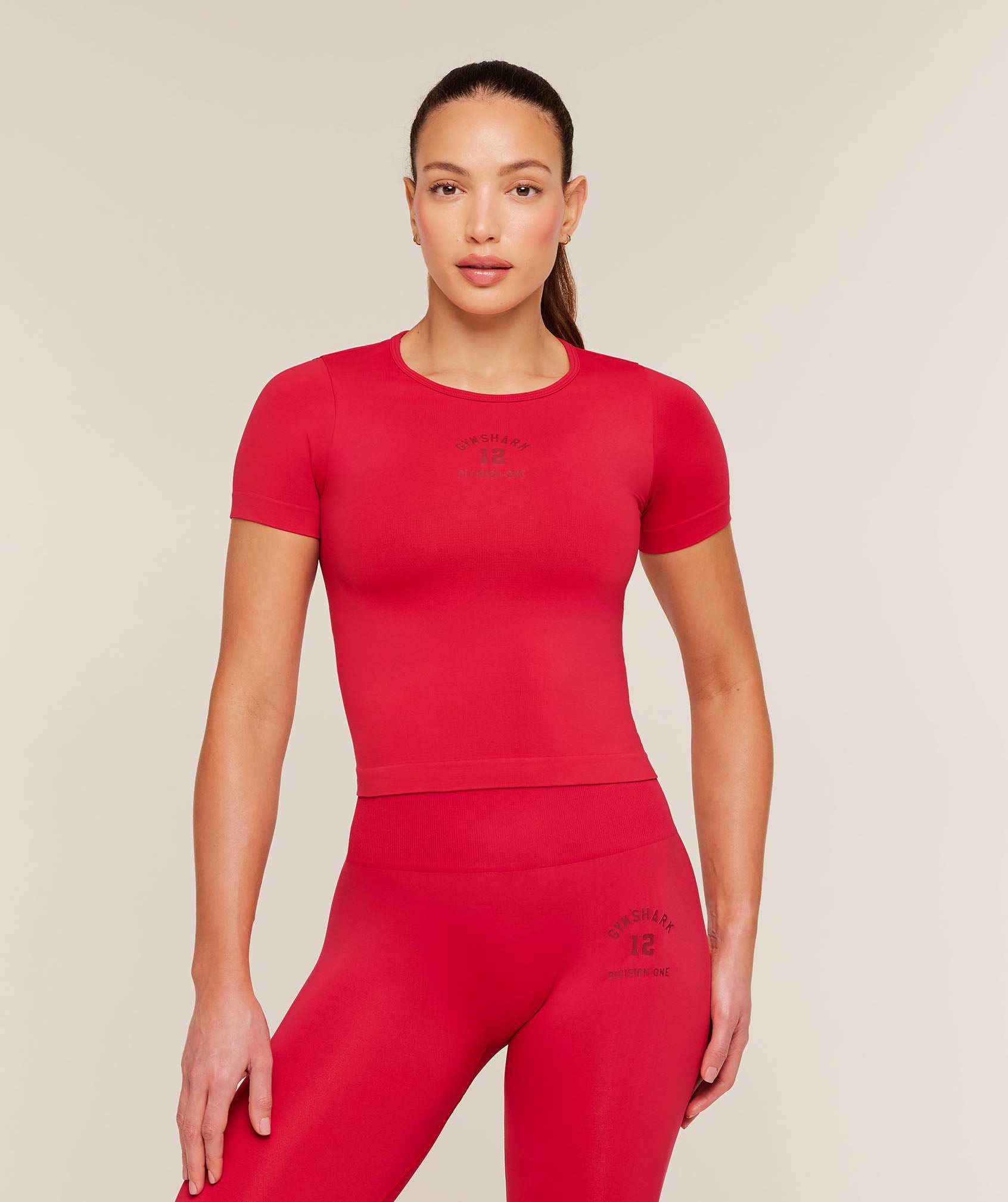 Women's Gymshark Everyday Seamless Graphic Short Sleeve Top Conditioning Red