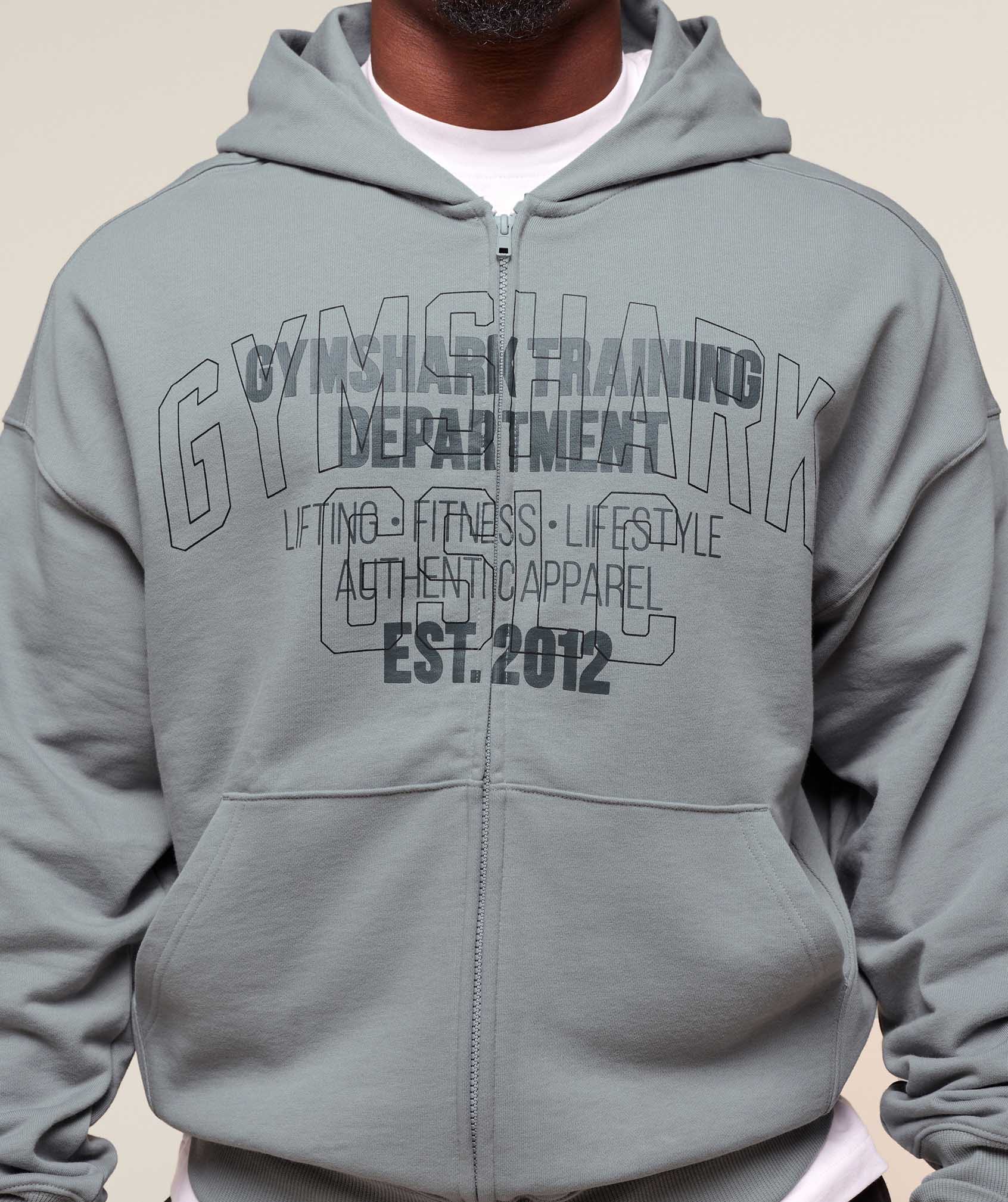 Gymshark Authentic Apparel Zip Up Hoodie Smokey Grey
