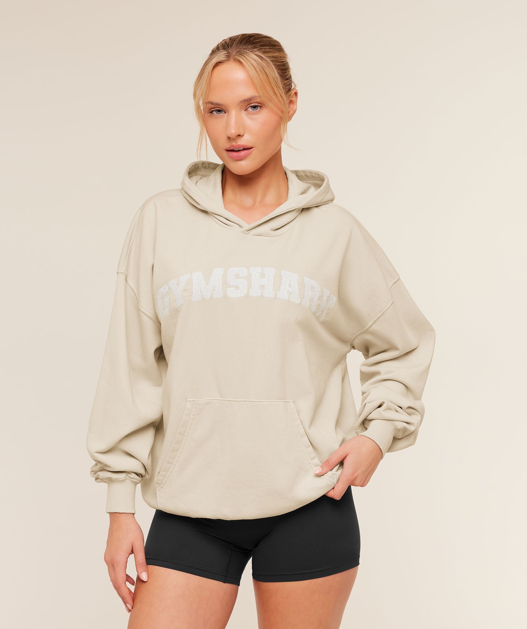 Women's Gymshark Chainstitch Graphic Hoodie Pebble Grey