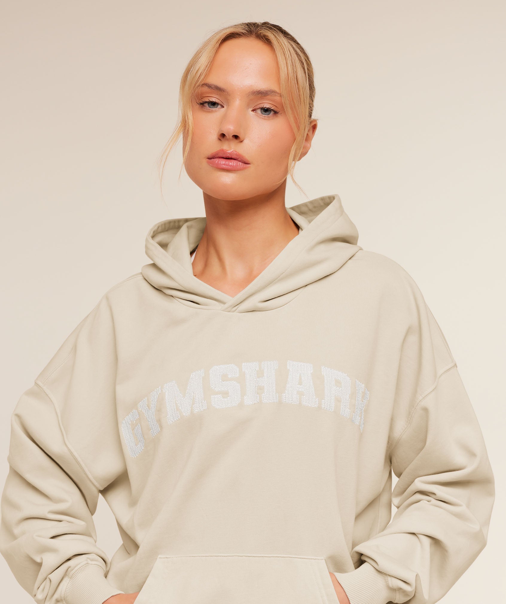 Women's Gymshark Chainstitch Graphic Hoodie Pebble Grey
