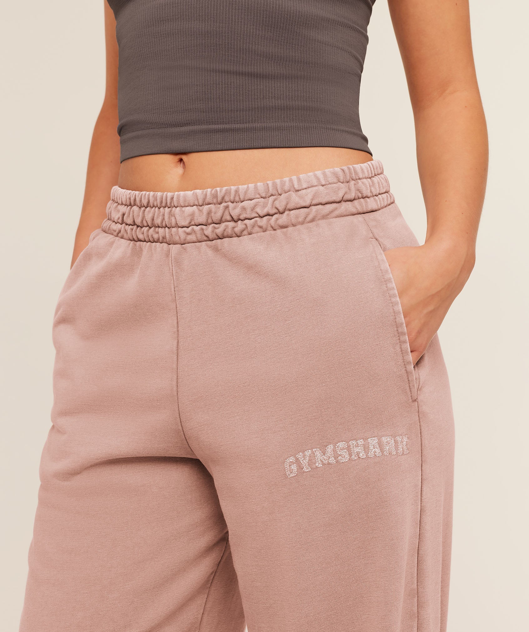 Women's Gymshark Chainstitch Graphic Wide Leg Joggers Chestnut Pink