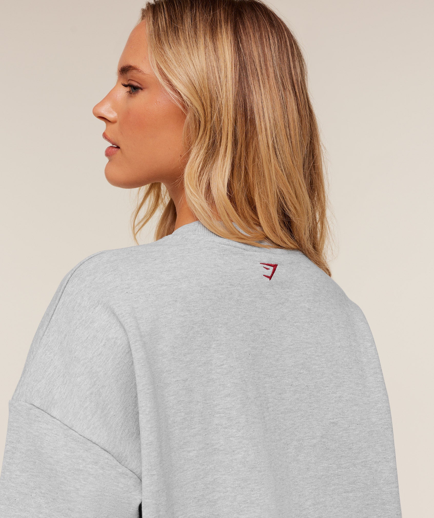 Women's Gymshark Collegiate Graphic Crew Neck Pullover Light Grey Core Marl