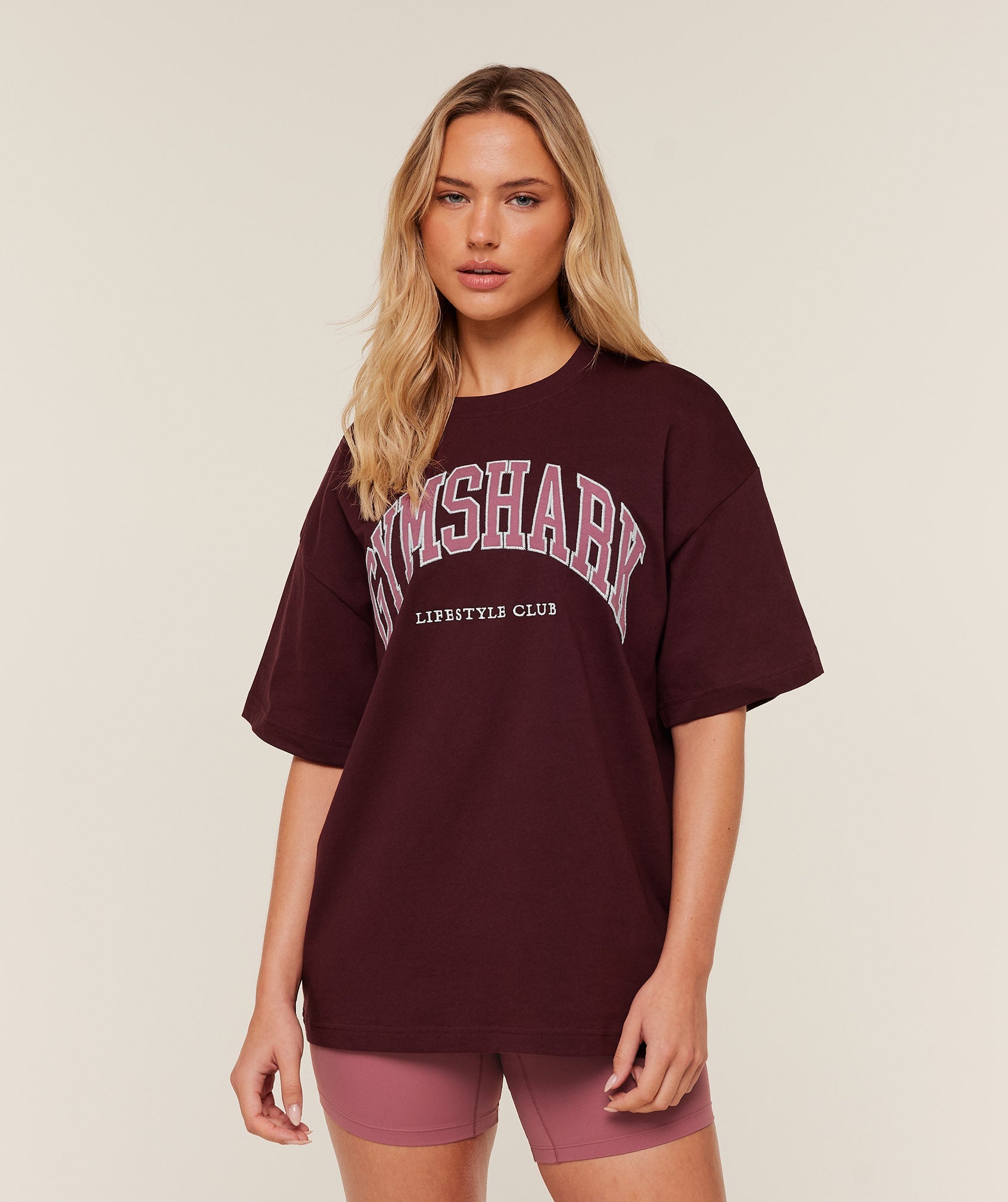 Women's Gymshark Collegiate Graphic T-Shirt Gs Rich Maroon