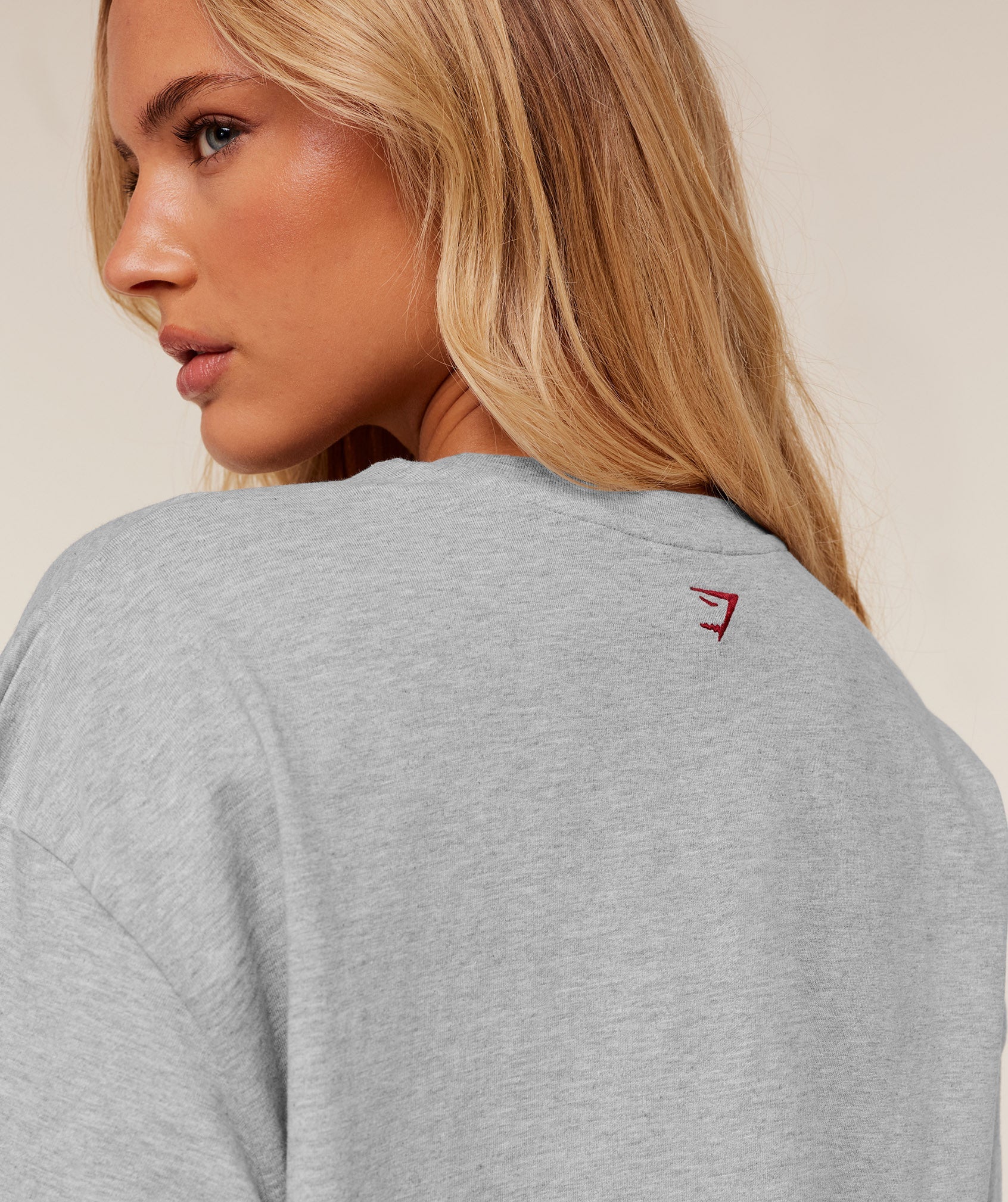 Women's Gymshark Collegiate Graphic T-Shirt Light Grey Core Marl